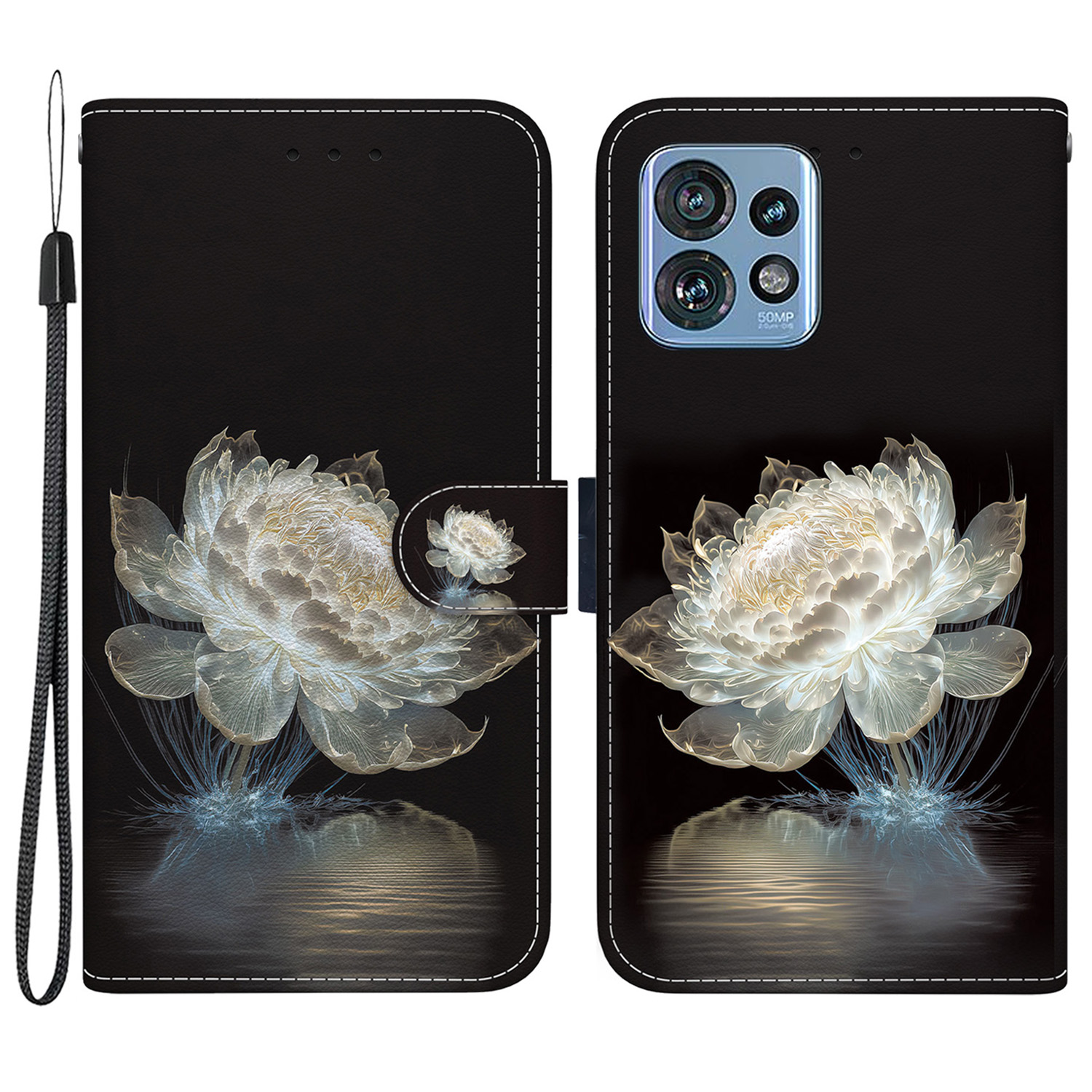 

Für Motorola Edge 40 Pro 5g Hülle PU Leder Brieftaschenmuster Telefonabdeckung - Kristall Pfingstrose, Motorola Edge 40 Pro 5G