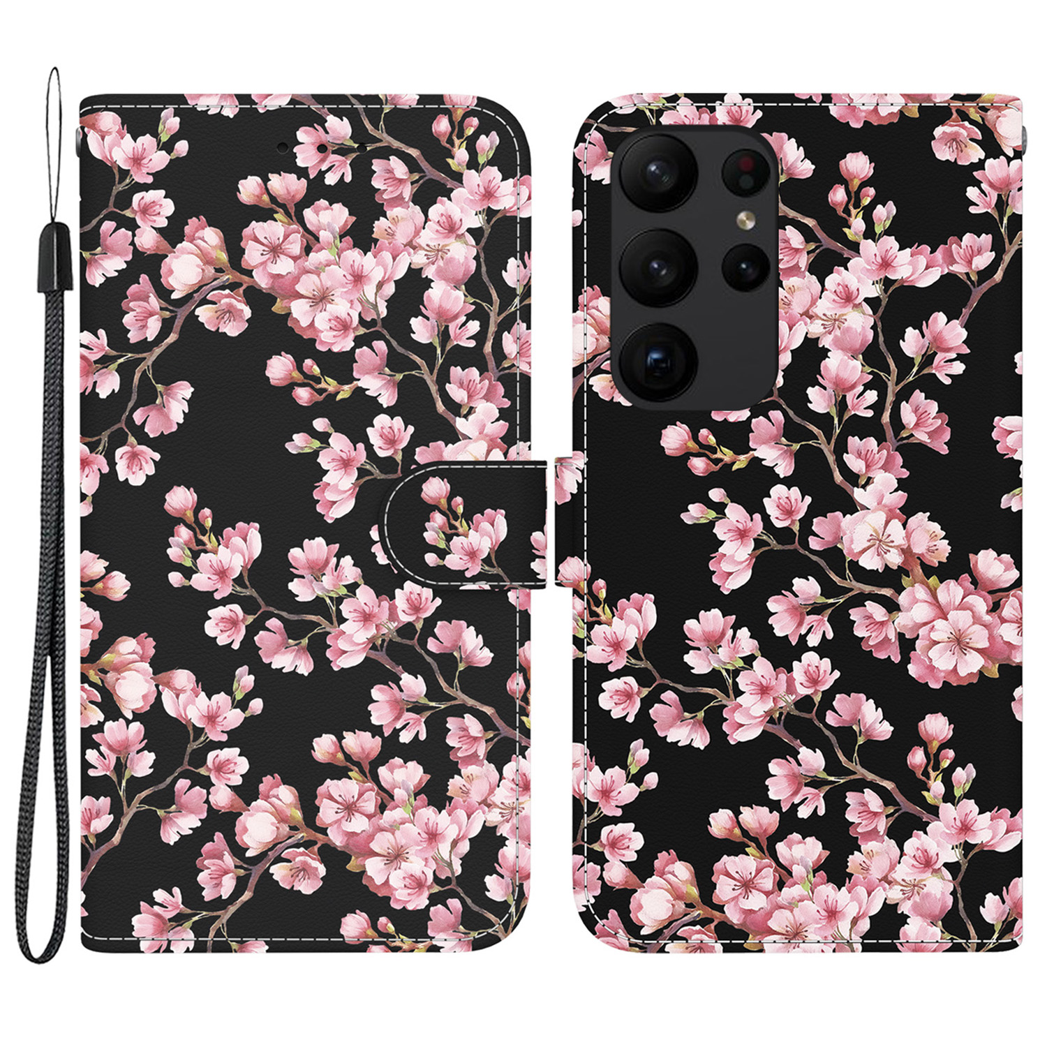 

Für Samsung Galaxy S23 Ultra Case PU Leder Muster Flip Folio -telefonabdeckung - Pflaumenblüte, Galaxy S23 Ultra
