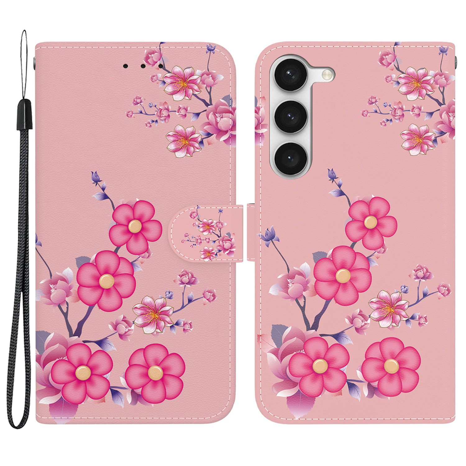 

Für Samsung Galaxy S23+ Hülle PU Ledermuster Ständer Brieftasche Telefonabdeckung - Sakura, Galaxy S23+