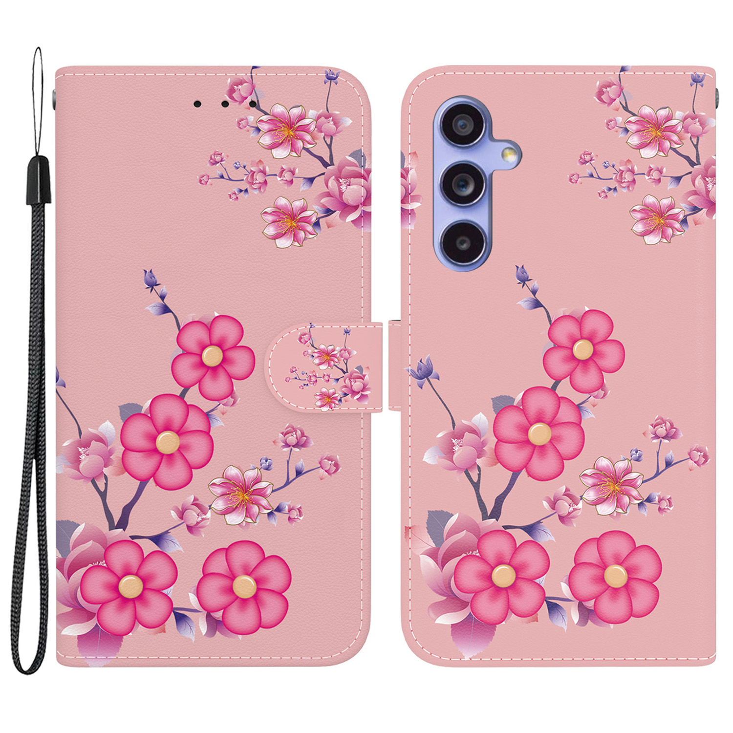 

Für Samsung Galaxy S23 fe Case PU Leder Muster Drucke Folio -telefonabdeckung - Sakura, Galaxy S23 FE