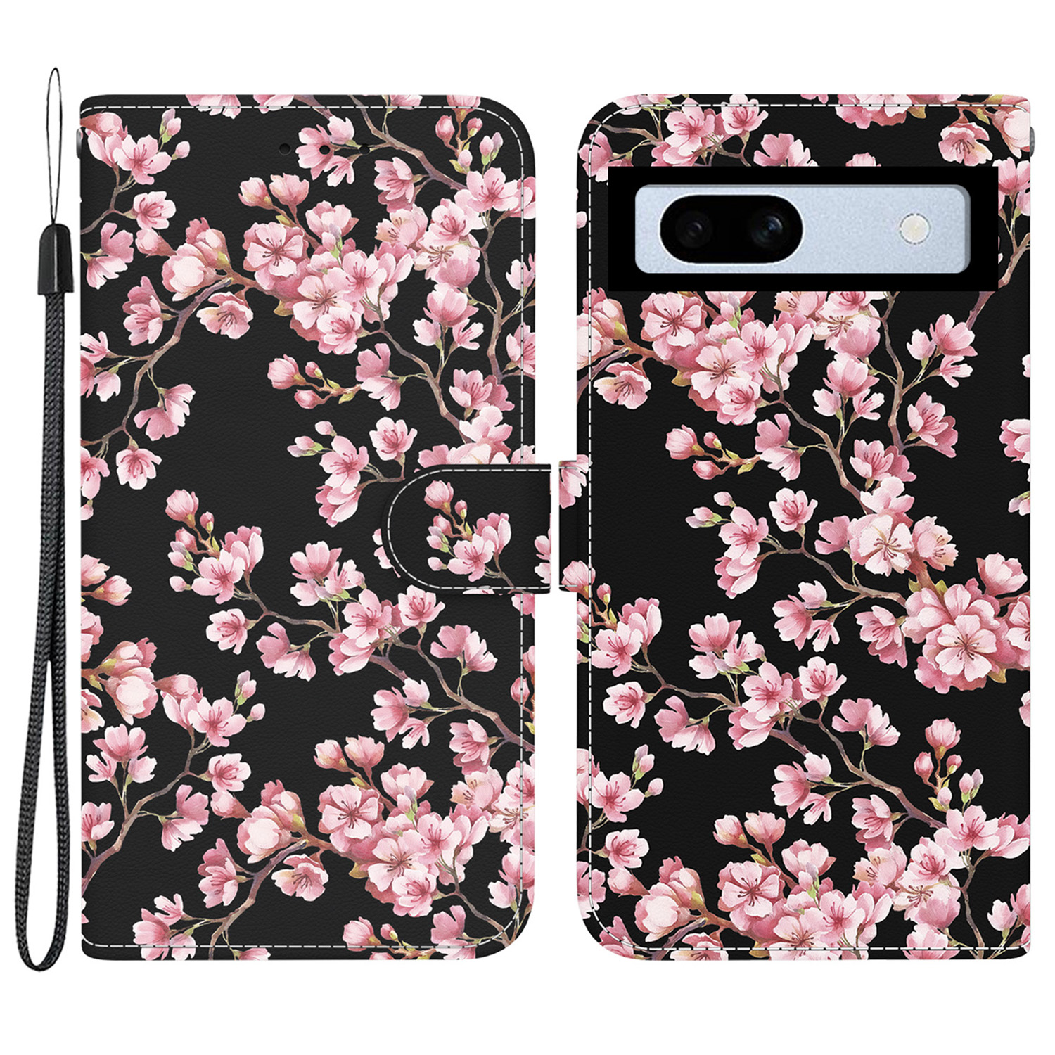 

Für Google Pixel 7a -hülle PU Leder Muster Schutzflip -telefonabdeckung - Pflaumenblüte, Google Pixel 7a