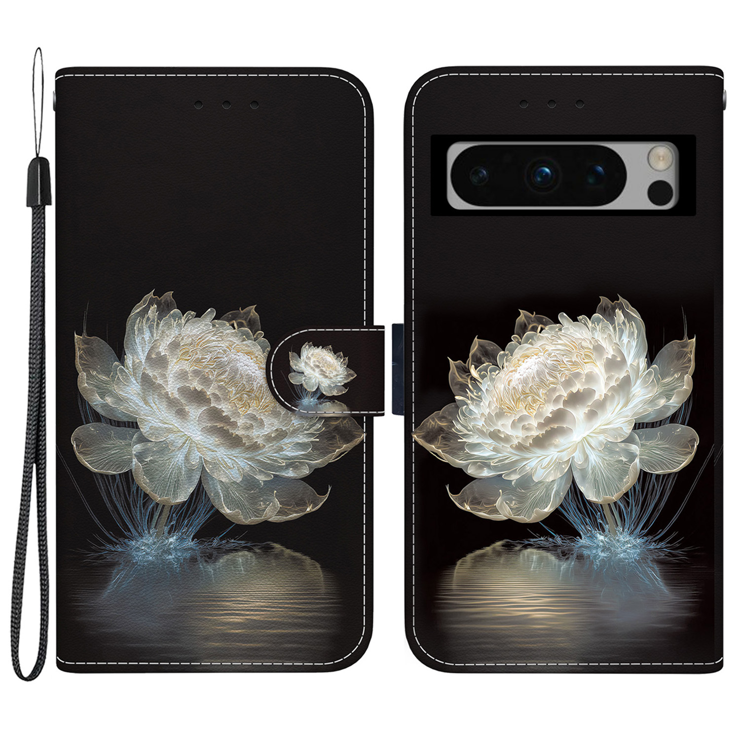 

Für Google Pixel 8 Pro Case PU Leder Magnetic Closure Protective Telefonabdeckung - Kristall Pfingstrose, Google Pixel 8 Pro