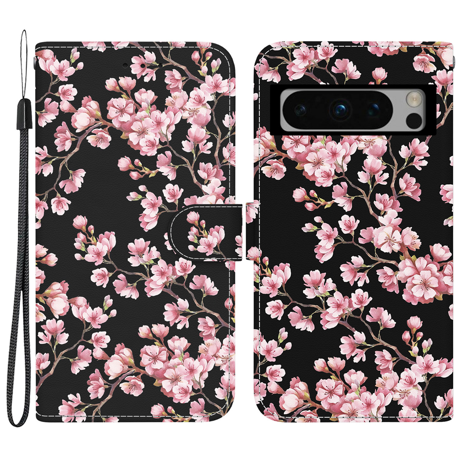 

Für Google Pixel 8 Pro Case PU Leder Magnetic Closure Protective Telefonabdeckung - Pflaumenblüte, Google Pixel 8 Pro