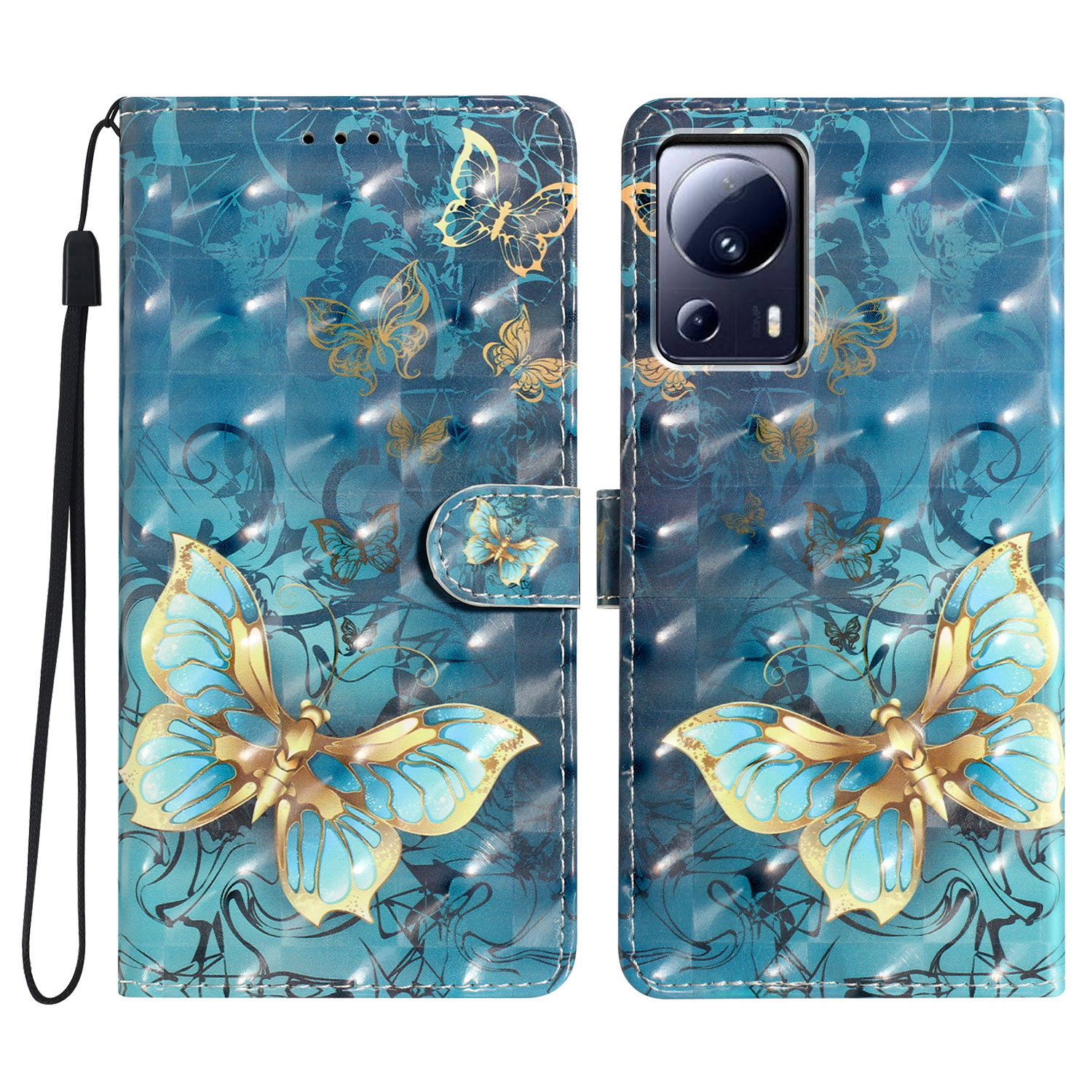 

Für Xiaomi 13 Lite / Civi 2 5G Hülle Schockdicht Mit Brieftaschenhülle PU Leder Flip Cover - Schmetterling, Xiaomi 13 Lite
