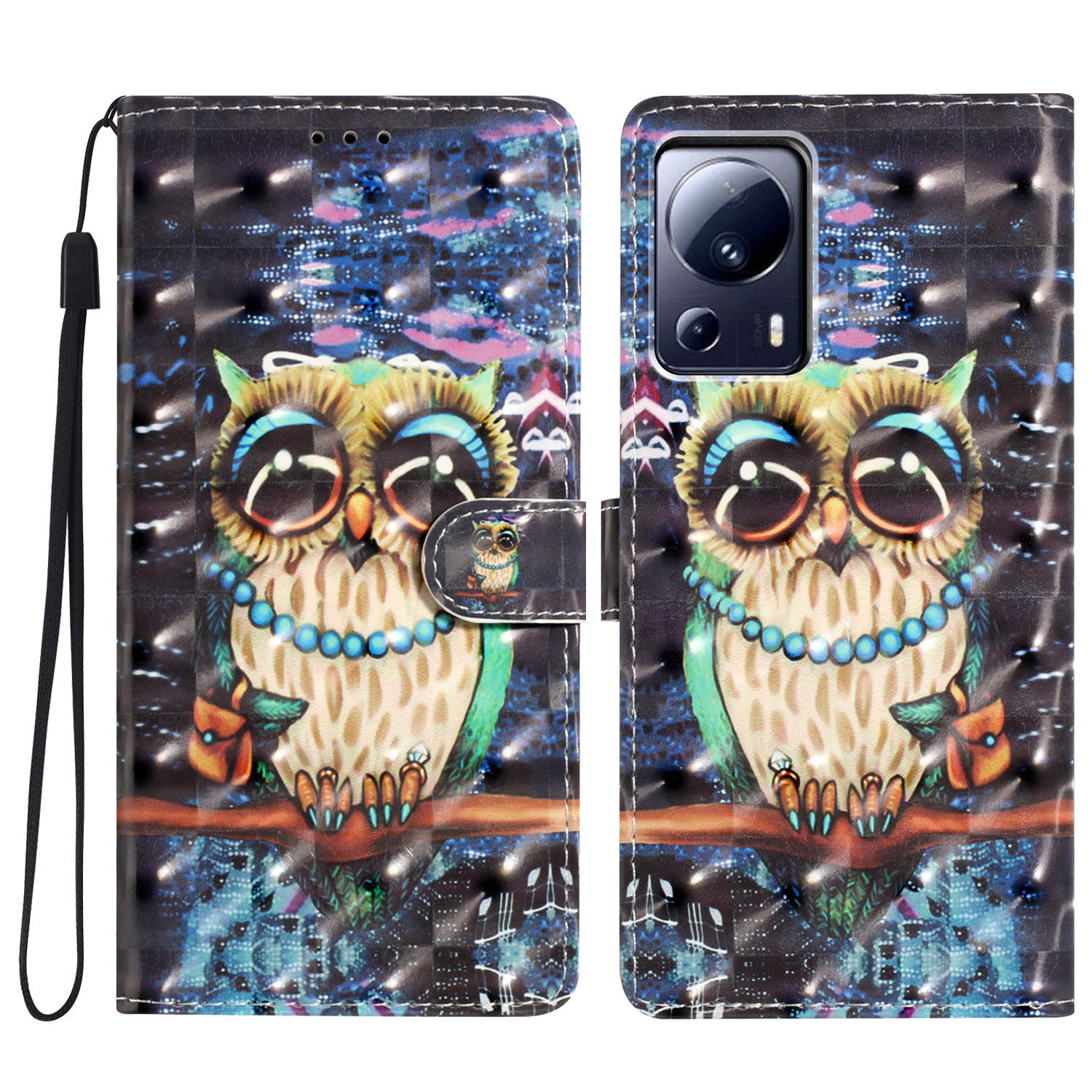 

Für Xiaomi 13 Lite / Civi 2 5G Hülle Schockdicht Mit Brieftaschenhülle PU Leder Flip Cover - Eule, Xiaomi 13 Lite
