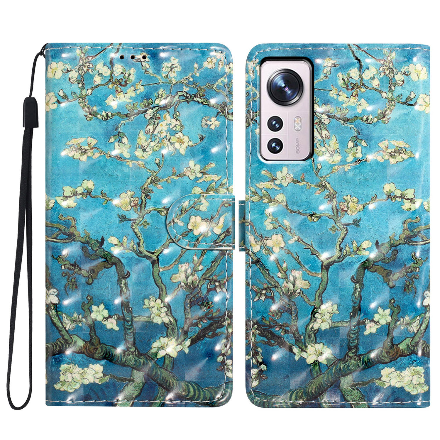 

Für Xiaomi 12 Pro 5g / 12 Pro (abmessung) 5G / 12S Pro 5G Wallet Case Schutzpu -telefonabdeckung - Aprikoseblüte, Xiaomi 12 Pro 5G