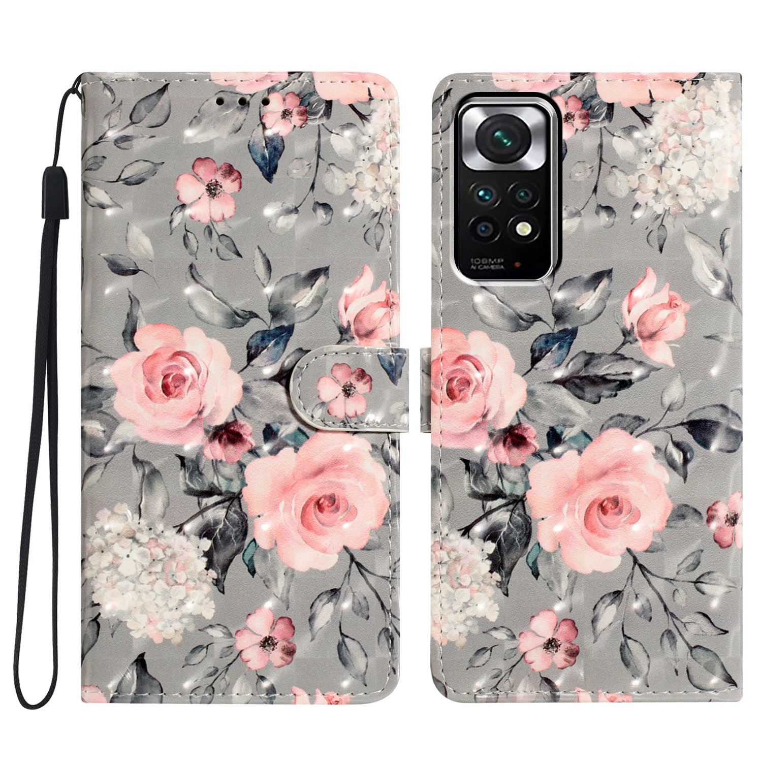 

Für Xiaomi Redmi Note 11s 4g / Hinweis 11 4G (Qualcomm) Case Wallet PU Leder 3D Muster Telefonabdeckung - Blumen, Xiaomi Redmi Note 11S 4G