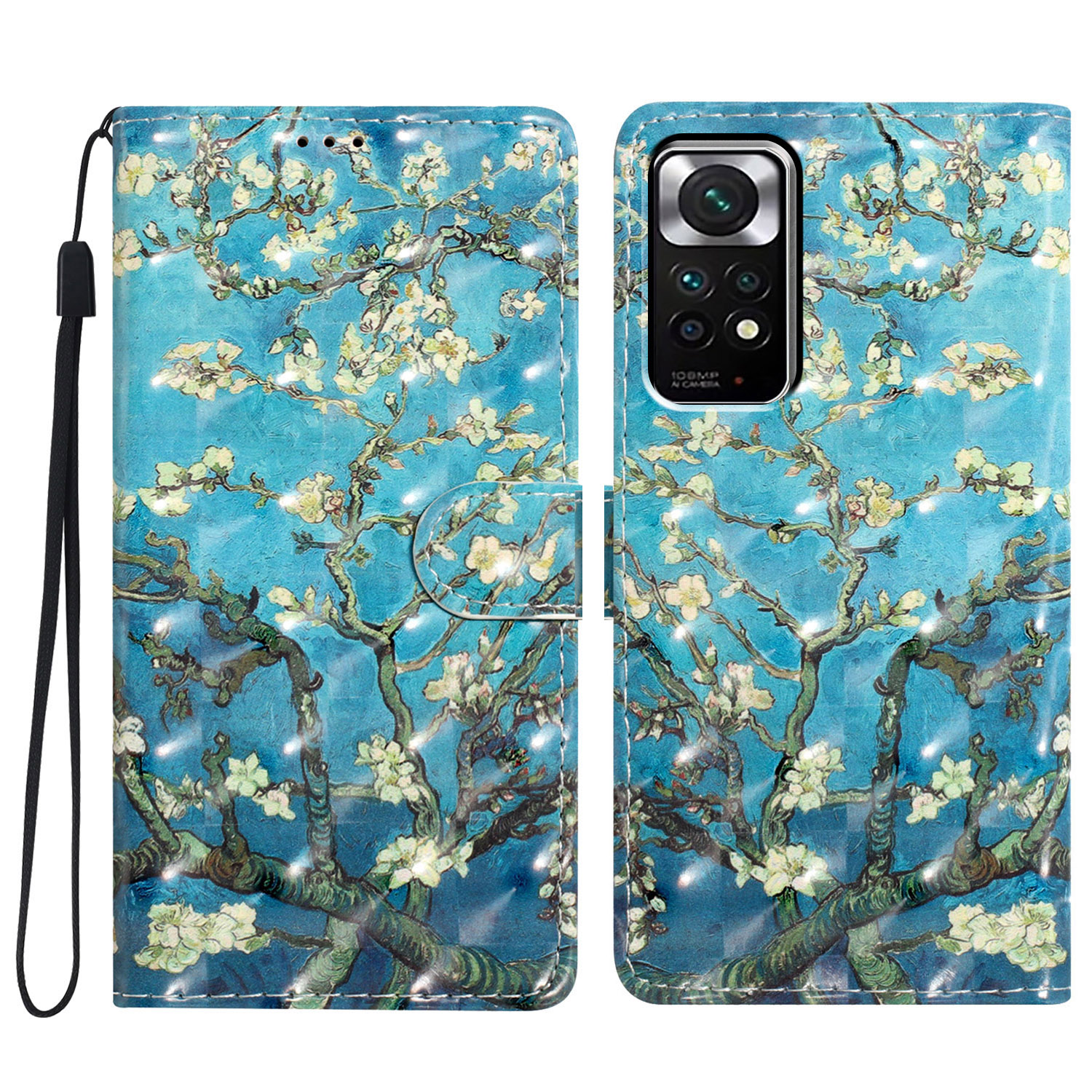 

Für Xiaomi Redmi Note 11s 4g / Hinweis 11 4G (Qualcomm) Case Wallet PU Leder 3D Muster Telefonabdeckung - Aprikoseblüte, Xiaomi Redmi Note 11S 4G