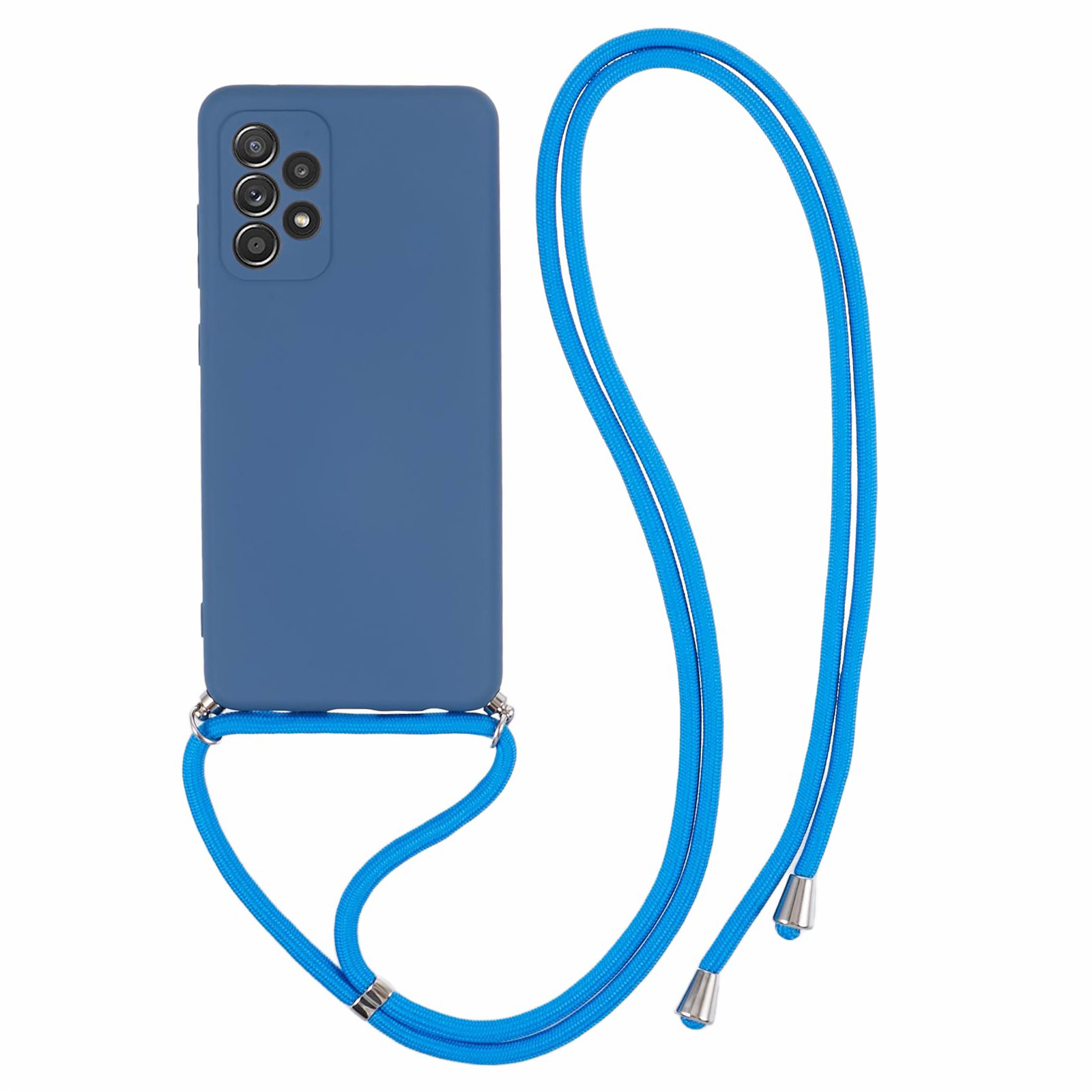 

Für Samsung Galaxy A53 5G Gummiziertes Gehäusefaserfaser Telefonabdeckung Mit Langem Lanyard - Saphir, Samsung Galaxy A53 5G