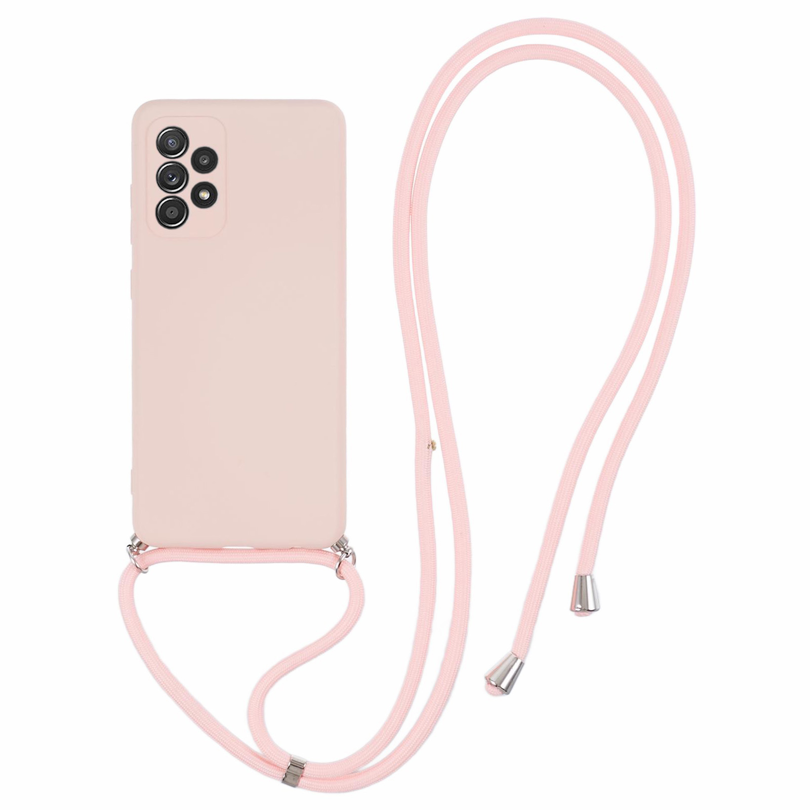 

Für Samsung Galaxy A73 5G Case Gummizierte TPU -rückdecke Mit Langem Lanyard - Rosa, Samsung Galaxy A73 5G
