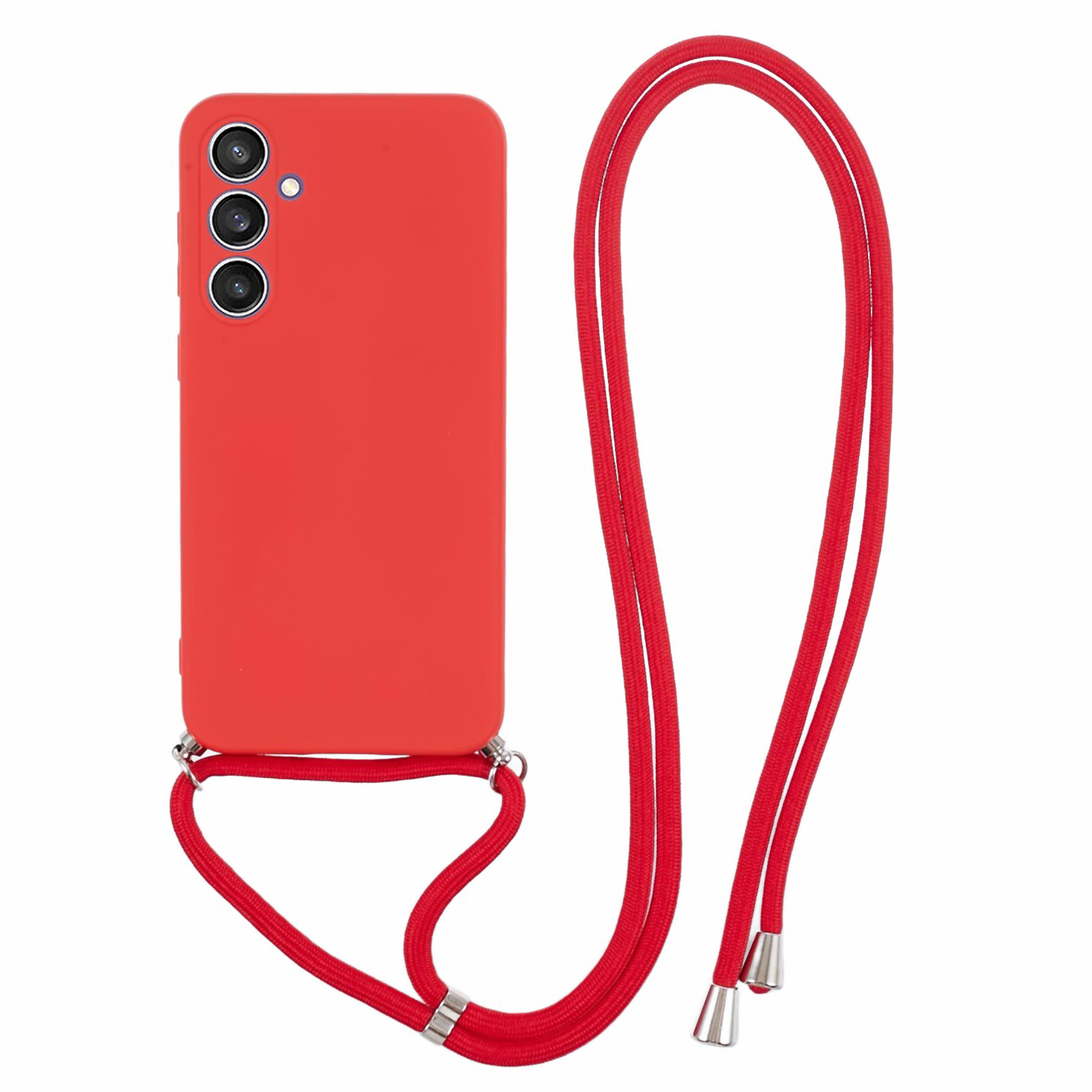 

Für Samsung Galaxy S23 fe Case Faserfasern TPU -rückdecke Mit Langem Lanyard - Rot, Galaxy S23 FE