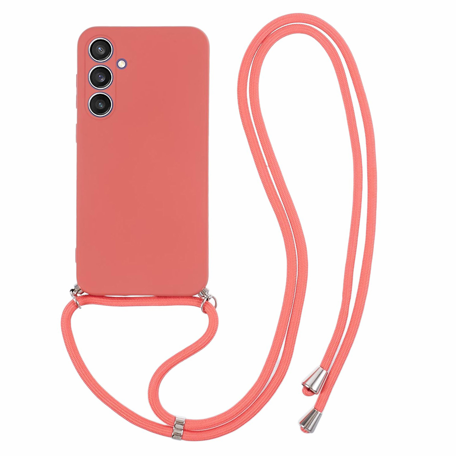 

Für Samsung Galaxy S23 fe Case Faserfasern TPU -rückdecke Mit Langem Lanyard - Hawthornrot, Galaxy S23 FE