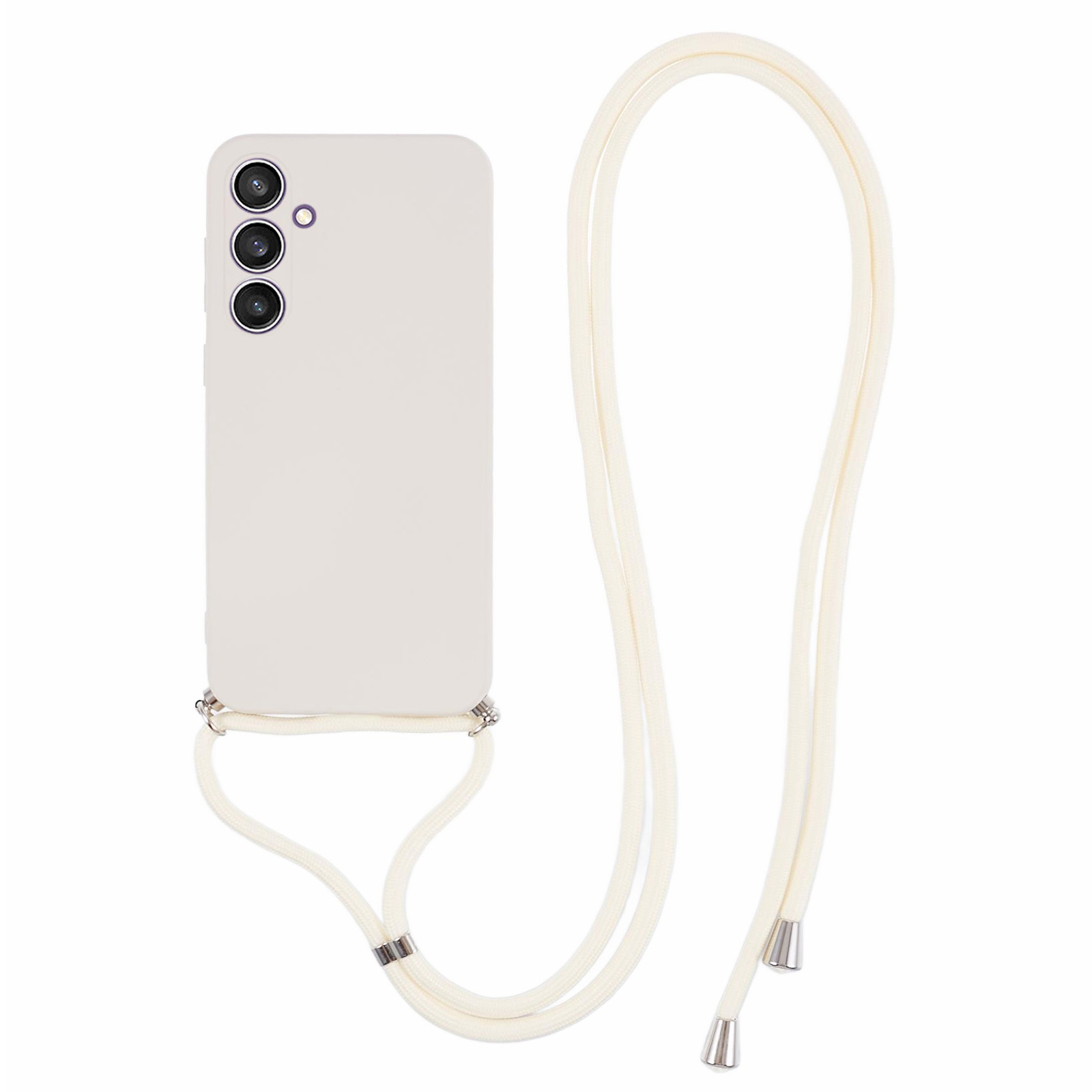 

Für Samsung Galaxy S23 fe Case Faserfasern TPU -rückdecke Mit Langem Lanyard - Weiß, Galaxy S23 FE