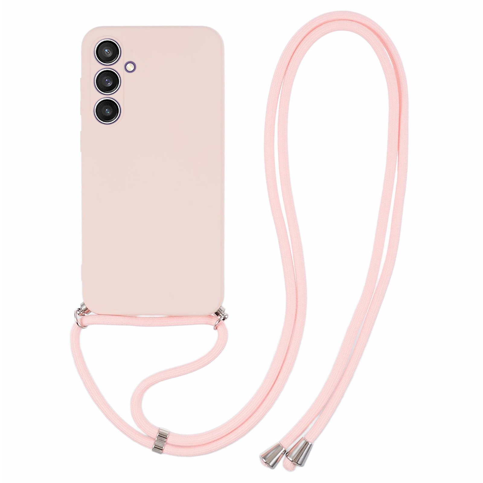 

Für Samsung Galaxy S23 fe Case Faserfasern TPU -rückdecke Mit Langem Lanyard - Rosa, Galaxy S23 FE