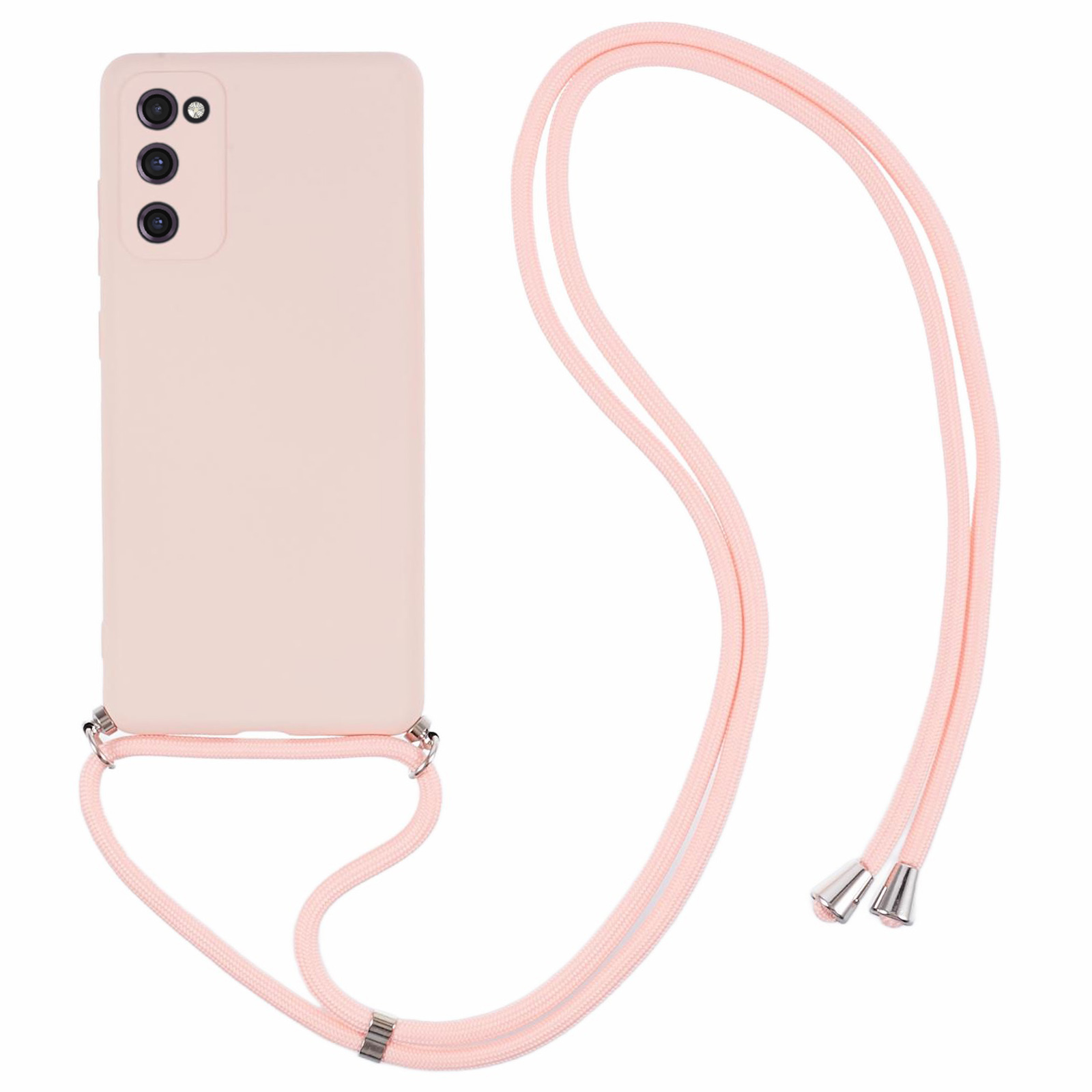 

Für Samsung Galaxy S20 fe / fe 5g / S20 Lite / S20 fe 2022 Fall Gummierte TPU -abdeckung Mit Langem Lanyard - Rosa, Galaxy S20 FE 5G