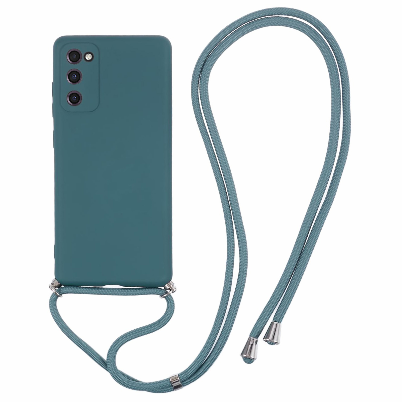 

Für Samsung Galaxy S20 fe / fe 5g / S20 Lite / S20 fe 2022 Fall Gummierte TPU -abdeckung Mit Langem Lanyard - Armeegrün, Galaxy S20 FE 5G