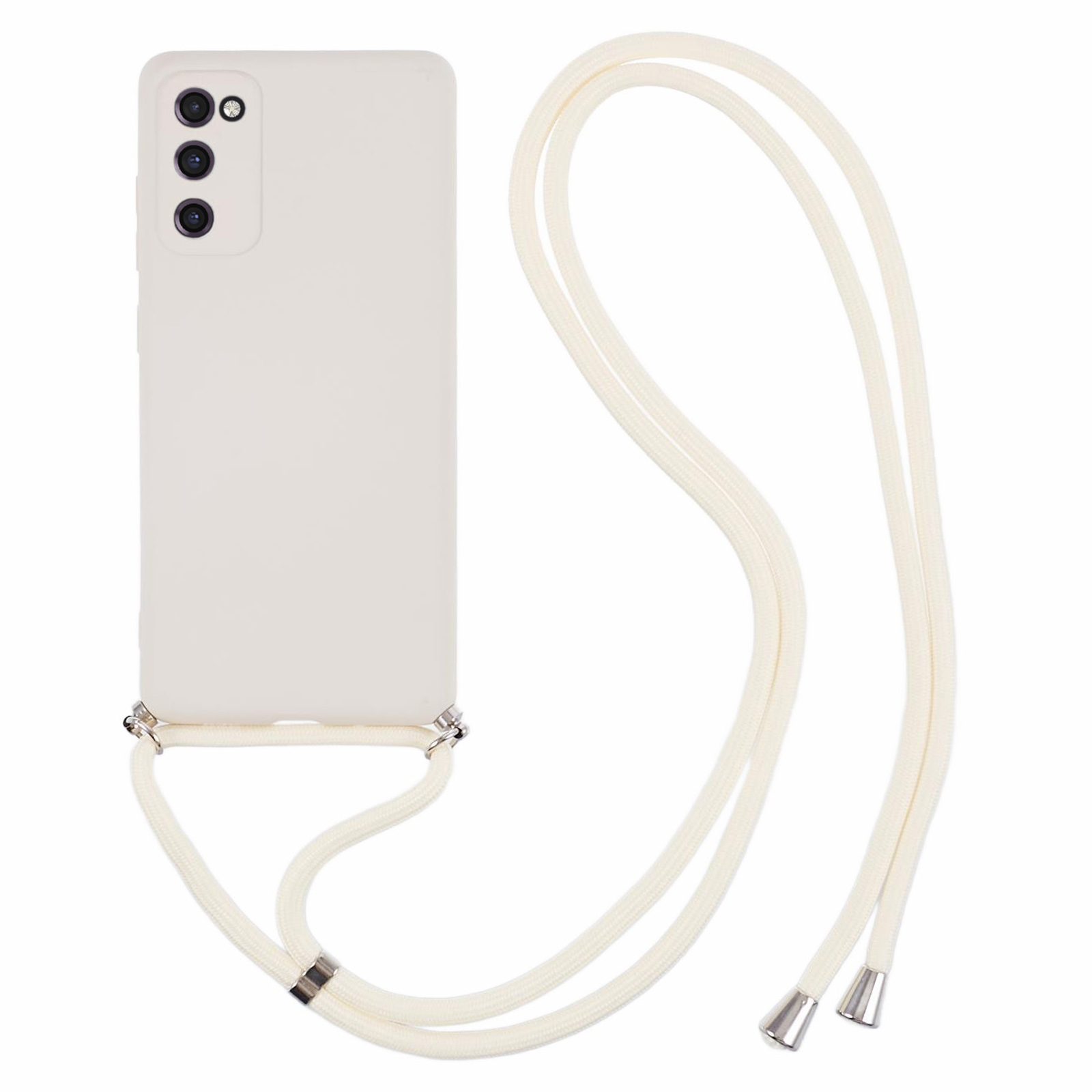 

Für Samsung Galaxy S20 fe / fe 5g / S20 Lite / S20 fe 2022 Fall Gummierte TPU -abdeckung Mit Langem Lanyard - Weiß, Galaxy S20 FE 5G