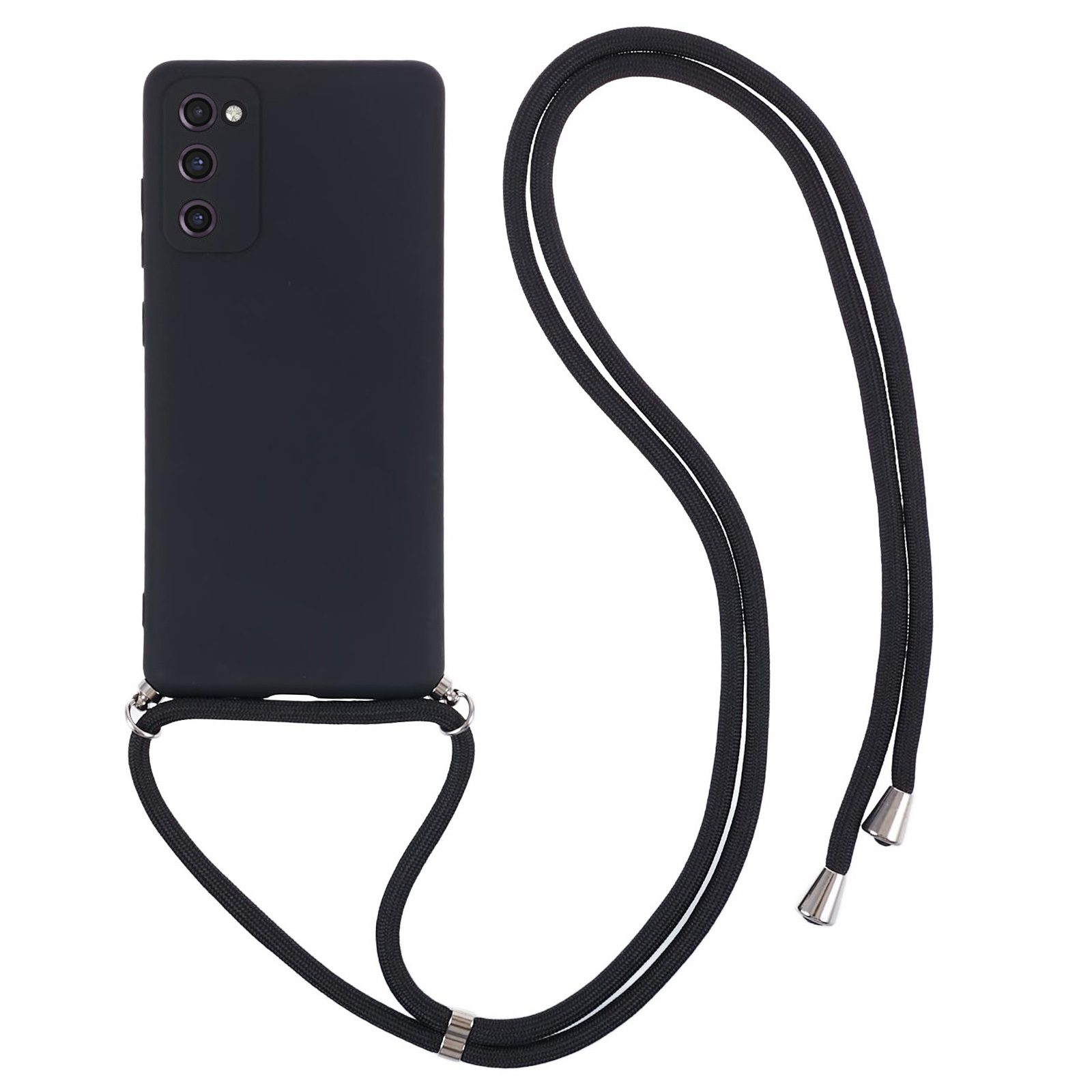 

Für Samsung Galaxy S20 fe / fe 5g / S20 Lite / S20 fe 2022 Fall Gummierte TPU -abdeckung Mit Langem Lanyard - Schwarz, Galaxy S20 FE 5G