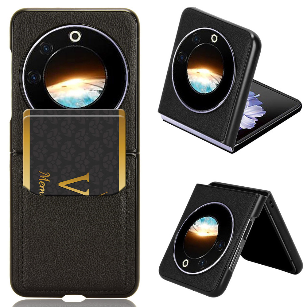 

Für Tecno Phantom V Flip Case PU Leder+pc -telefonabdeckung Mit Kartenhalter - Schwarz, Tecno Phantom V Flip