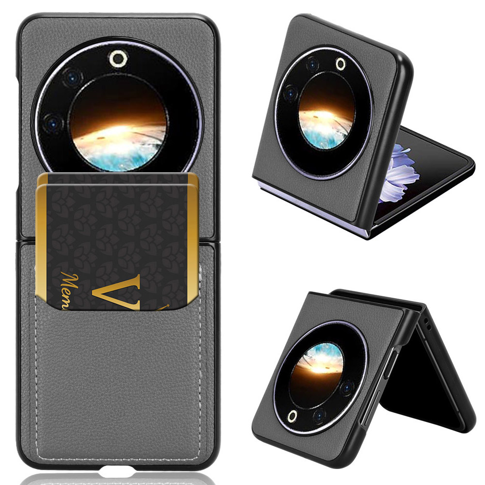 

Für Tecno Phantom V Flip Case PU Leder+pc -telefonabdeckung Mit Kartenhalter - Grau, Tecno Phantom V Flip
