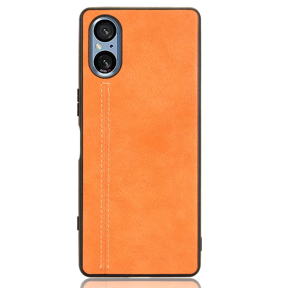 

Für Sony Xperia 5 V Case Cowhide Textur PU Lederbeschichtete TPU+PC -telefonabdeckung - Orange, Xperia 5 V