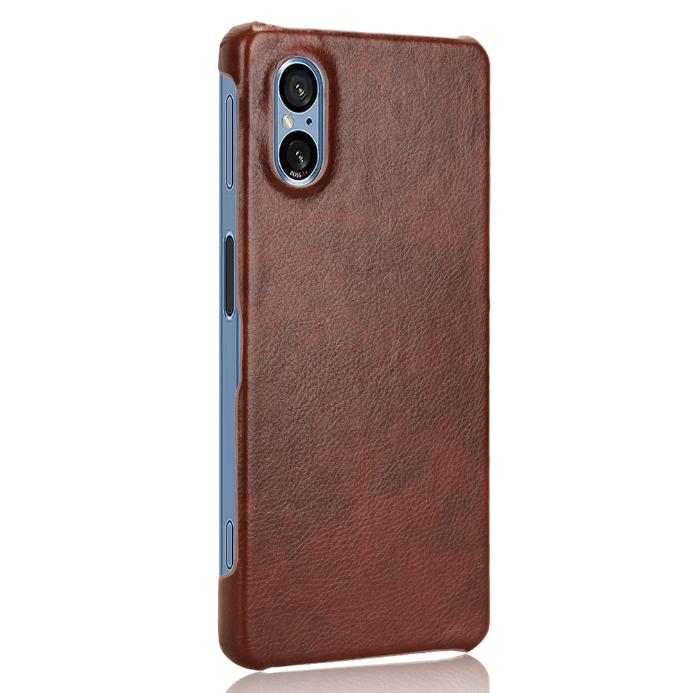 

Für Sony Xperia 5 V Case Litchi Textur Leder+pc -schutzhelfer - Braun, Xperia 5 V