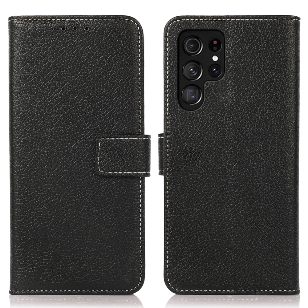 

Für Samsung Galaxy S24 Ultra -hülle Litchi Textur Brieftasche Lederabdeckung - Schwarz, Galaxy S24 Ultra