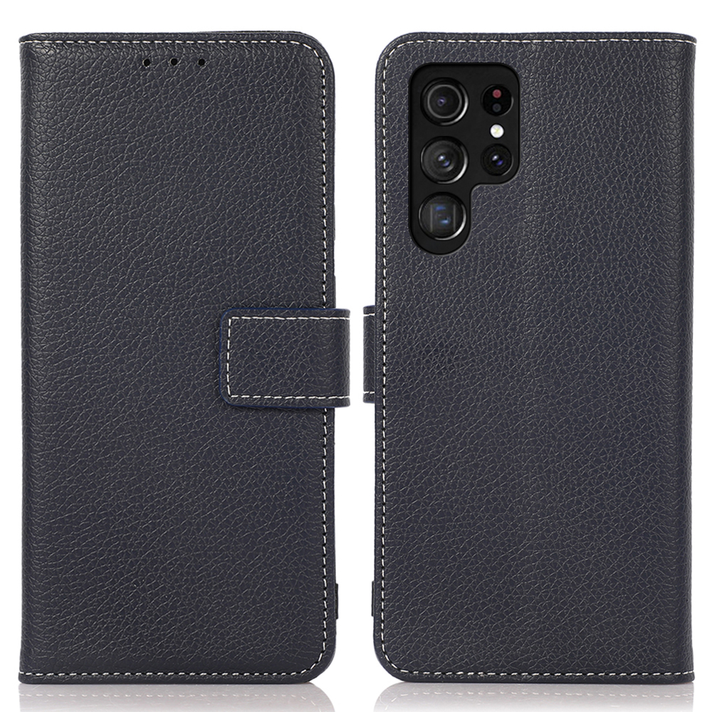 

Für Samsung Galaxy S24 Ultra -hülle Litchi Textur Brieftasche Lederabdeckung - Dunkelblau, Galaxy S24 Ultra