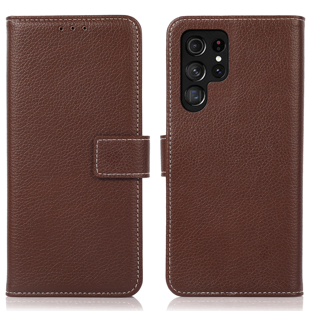 

Für Samsung Galaxy S24 Ultra -hülle Litchi Textur Brieftasche Lederabdeckung - Braun, Galaxy S24 Ultra