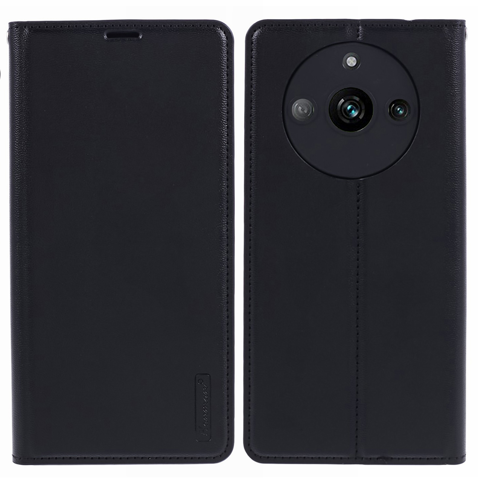 

Hanman Minuo -serie Für Realme 11 Pro 5G / 11 Pro+ 5g Hülle Brieftasche Lederständer Cover - Schwarz, Realme 11 Pro+ 5G