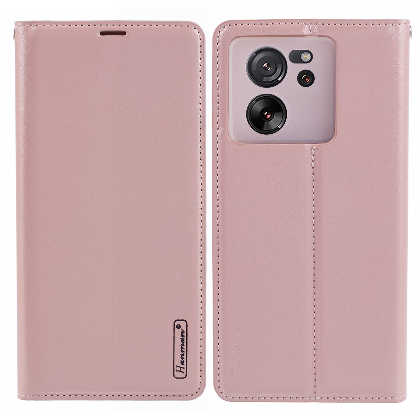 

Hanman Minuo -serie Für Xiaomi 13t / 13t Pro Case PU Leder Ständer Magnetische Verschluss Telefonabdeckung - Roségold, Xiaomi Redmi K60 Ultra