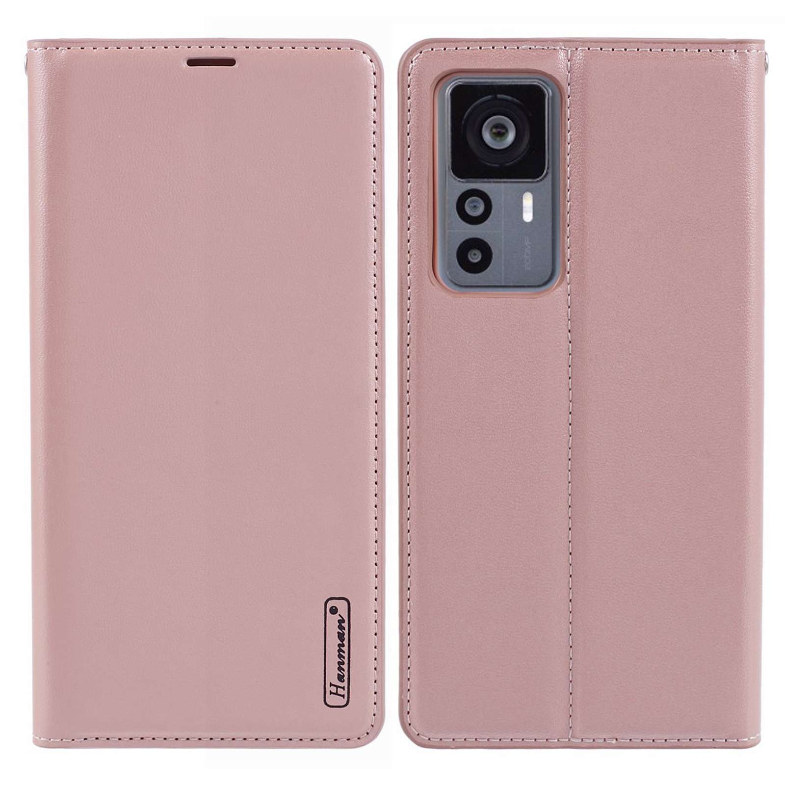 

Hanman Minuo -serie Für Xiaomi 12t Pro 5G / 12t 5g / Redmi K50 Ultra -gehäuse Brieftasche Lederständer Telefonschale - Roségold, Xiaomi 12T Pro 5G