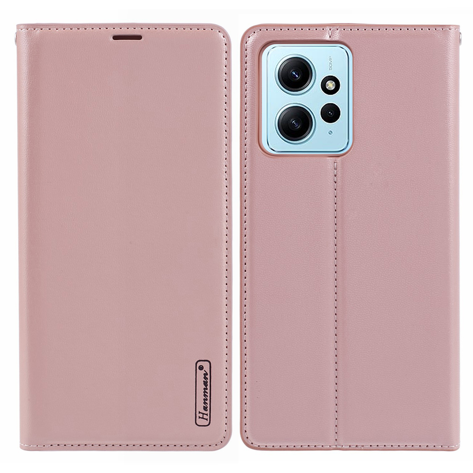 

Hanman Minuo -serie Für Xiaomi Redmi Anmerkung 12 4G Hülle PU Leder Flip Schutzschutz - Roségold, Xiaomi Redmi Note 12 4G