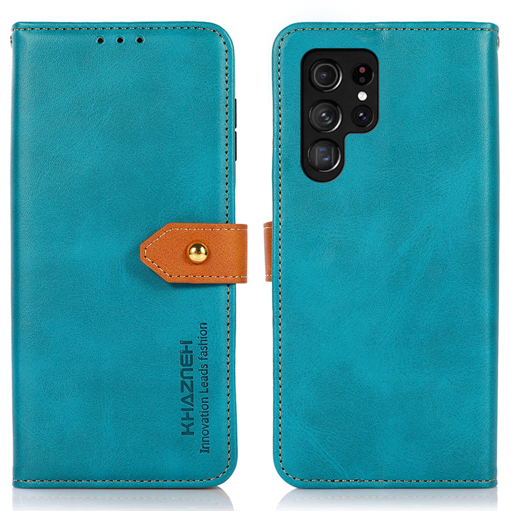 

Khazneh Für Samsung Galaxy S24 Ultra -gehäuse -stand Wallet Cowhide Textur PU Leder -smartphone -abdeckung - Blau, Galaxy S24 Ultra