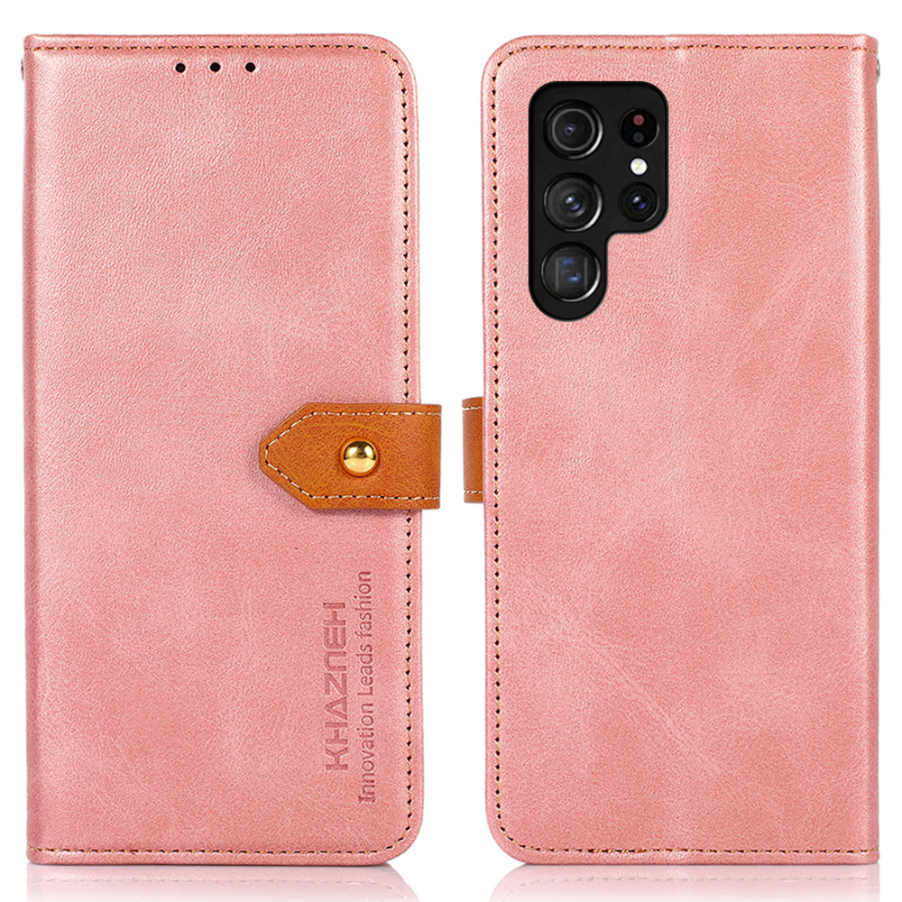 

Khazneh Für Samsung Galaxy S24 Ultra -gehäuse -stand Wallet Cowhide Textur PU Leder -smartphone -abdeckung - Roségold, Galaxy S24 Ultra