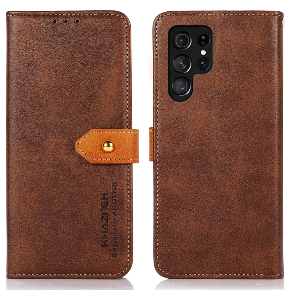 

Khazneh Für Samsung Galaxy S24 Ultra -gehäuse -stand Wallet Cowhide Textur PU Leder -smartphone -abdeckung - Braun, Galaxy S24 Ultra