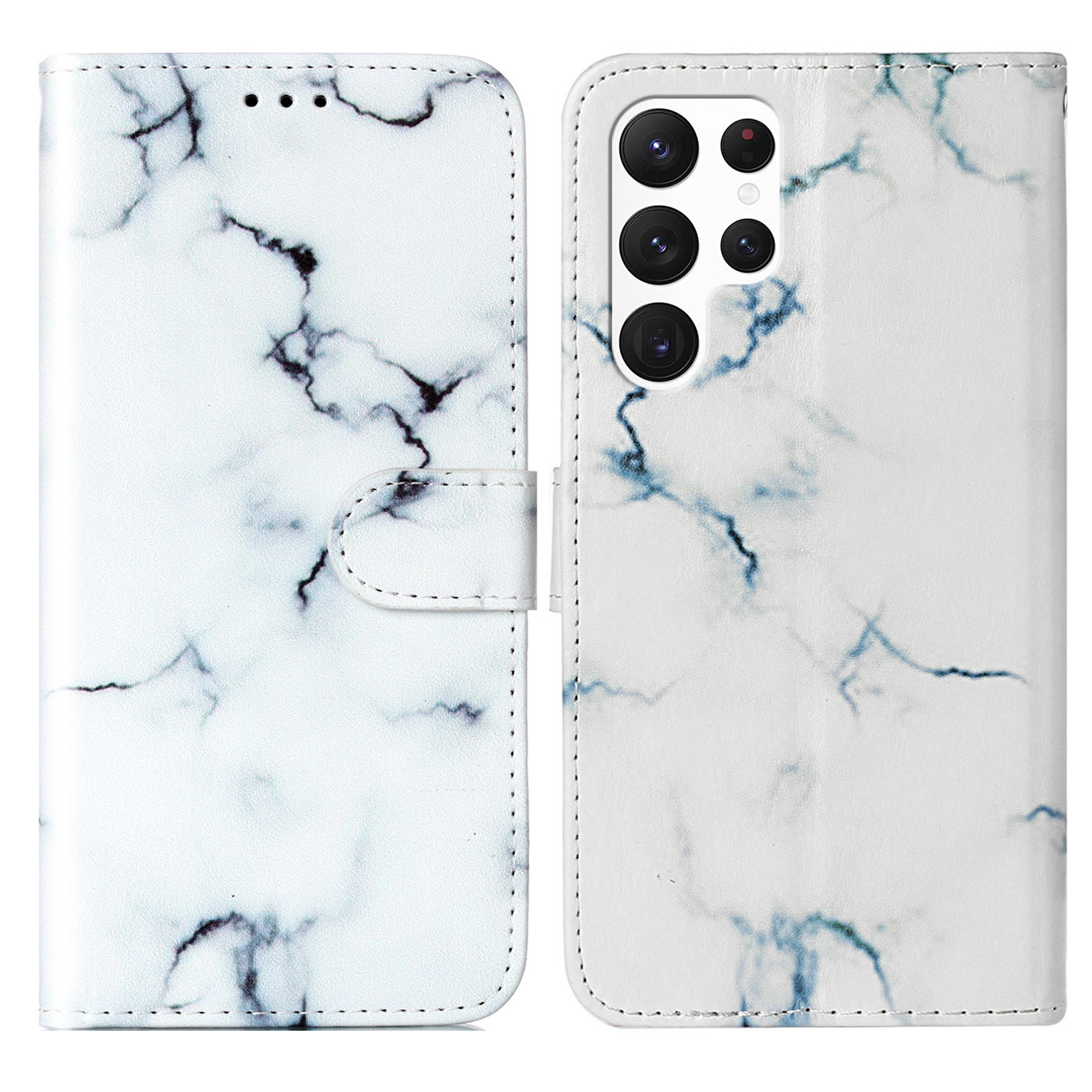

Für Samsung Galaxy S24 Ultra -hülle -muster -druckleder -leder -phone -schutzabdeckung - Weisser Marmor, Galaxy S24 Ultra