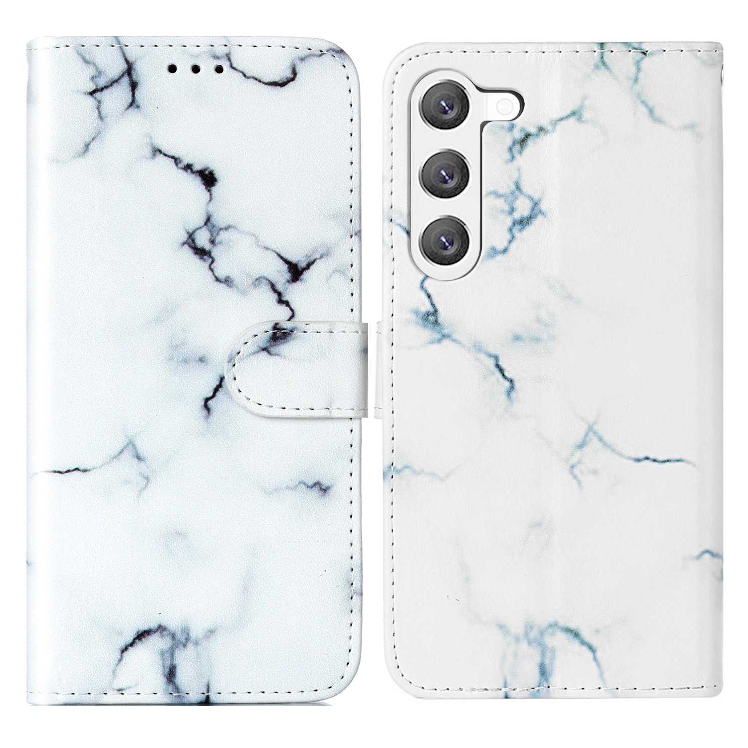 

Für Samsung Galaxy S24 Hülle Marmormuster Leder -handy -brieftasche Abdeckung - Weisser Marmor, Galaxy S24