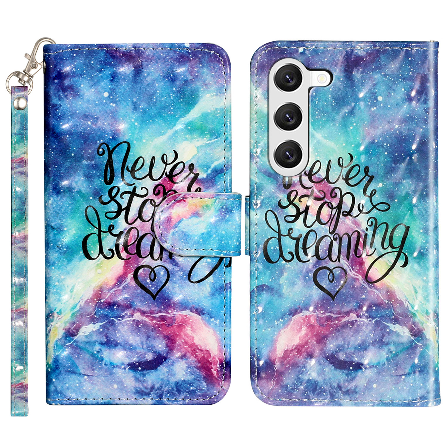 

Für Samsung Galaxy S24 Hülle 3D -muster Druck PU Leder Brieftasche Telefonständer Cover - Sternenklarer Himmel, Galaxy S24