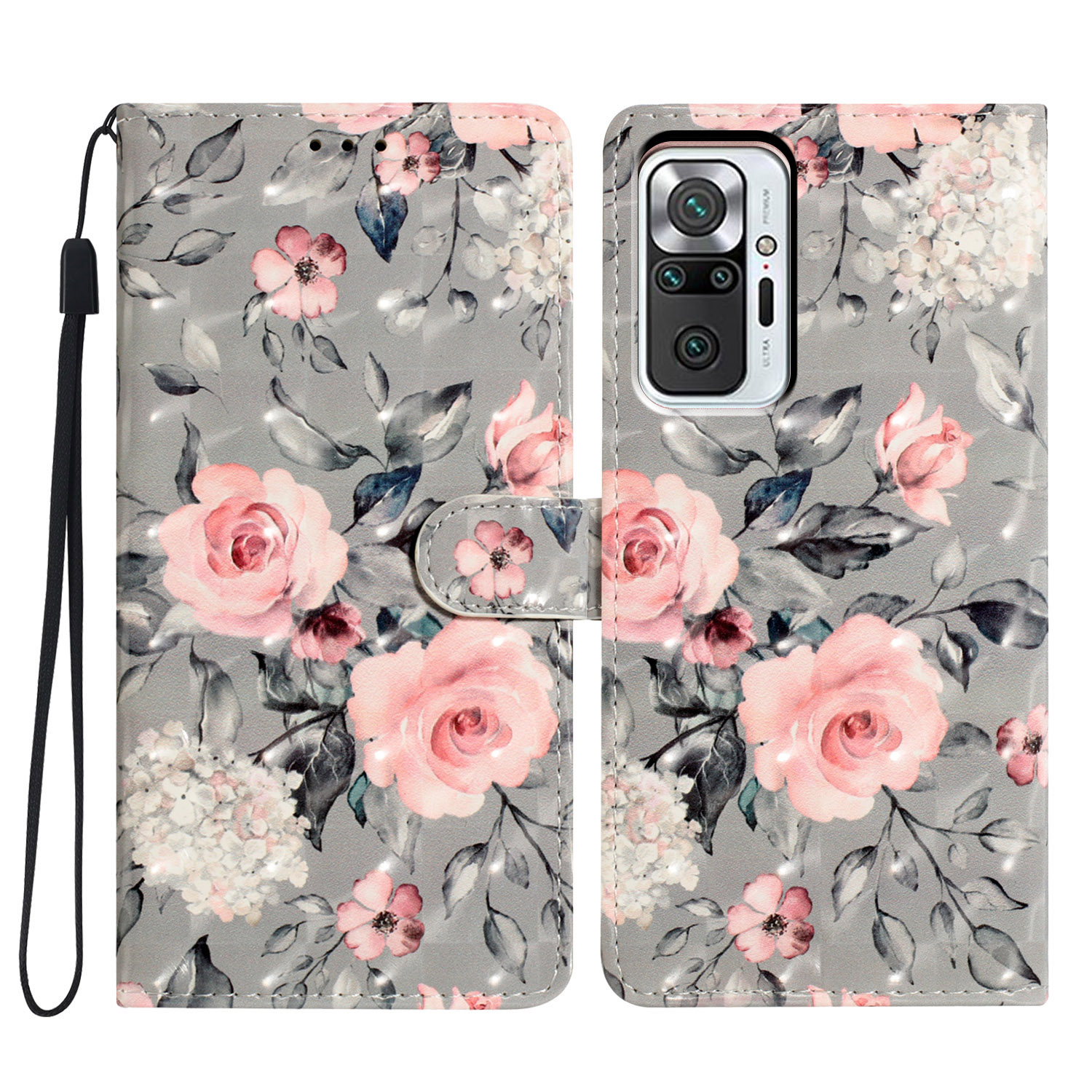 

Für Xiaomi Redmi Note 10 Pro Max 4g / Hinweis 10 Pro 4G (global) /(indien) Hülle PU Lederständer Telefonabdeckung - Blumen, Xiaomi Redmi Note 10 Pro Max 4G