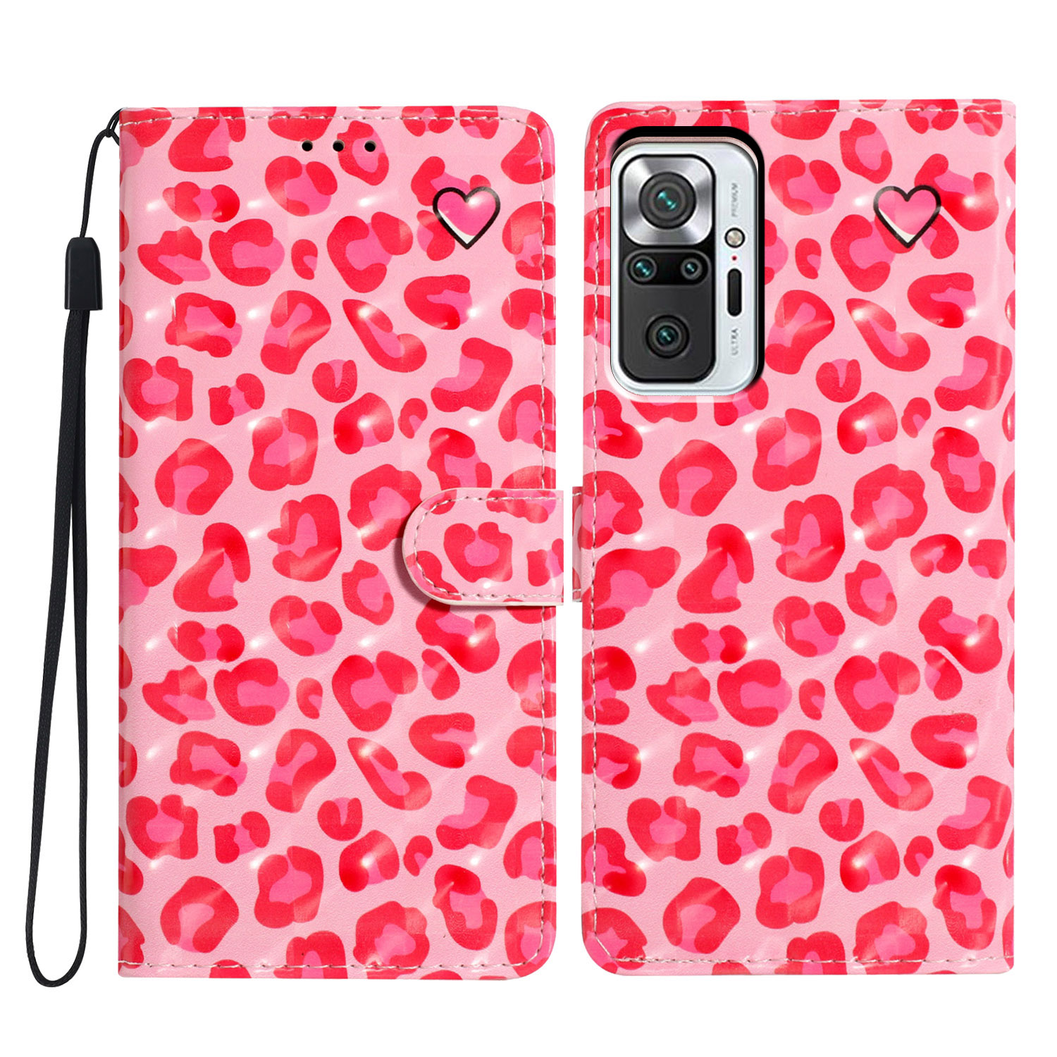 

Für Xiaomi Redmi Note 10 Pro Max 4g / Hinweis 10 Pro 4G (global) /(indien) Hülle PU Lederständer Telefonabdeckung - Rosa Leopardendruck, Xiaomi Redmi Note 10 Pro Max 4G