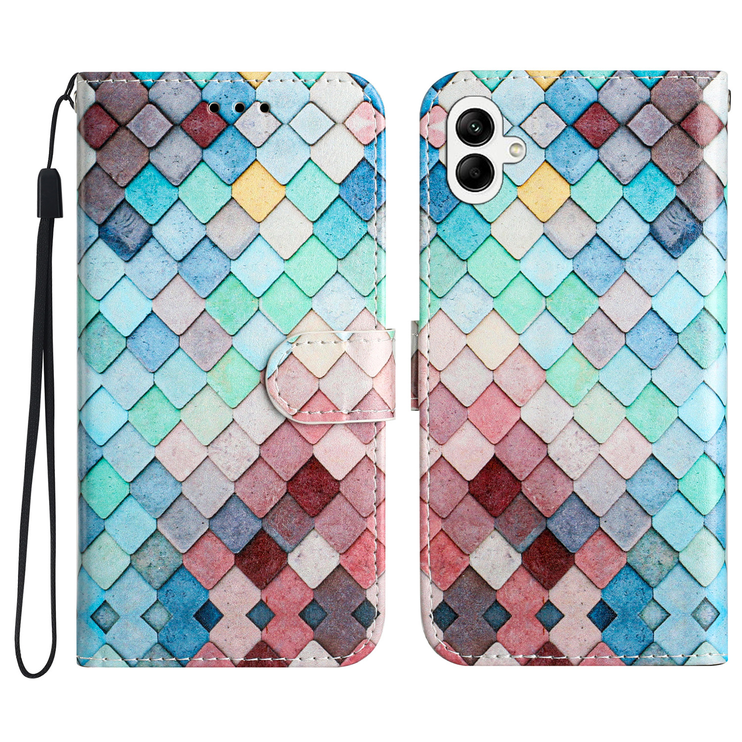

Für Samsung Galaxy A05 4G Hülle PU -leder -ständer Muster -druck Telefonabdeckung - Gitter, Samsung Galaxy A05 4G