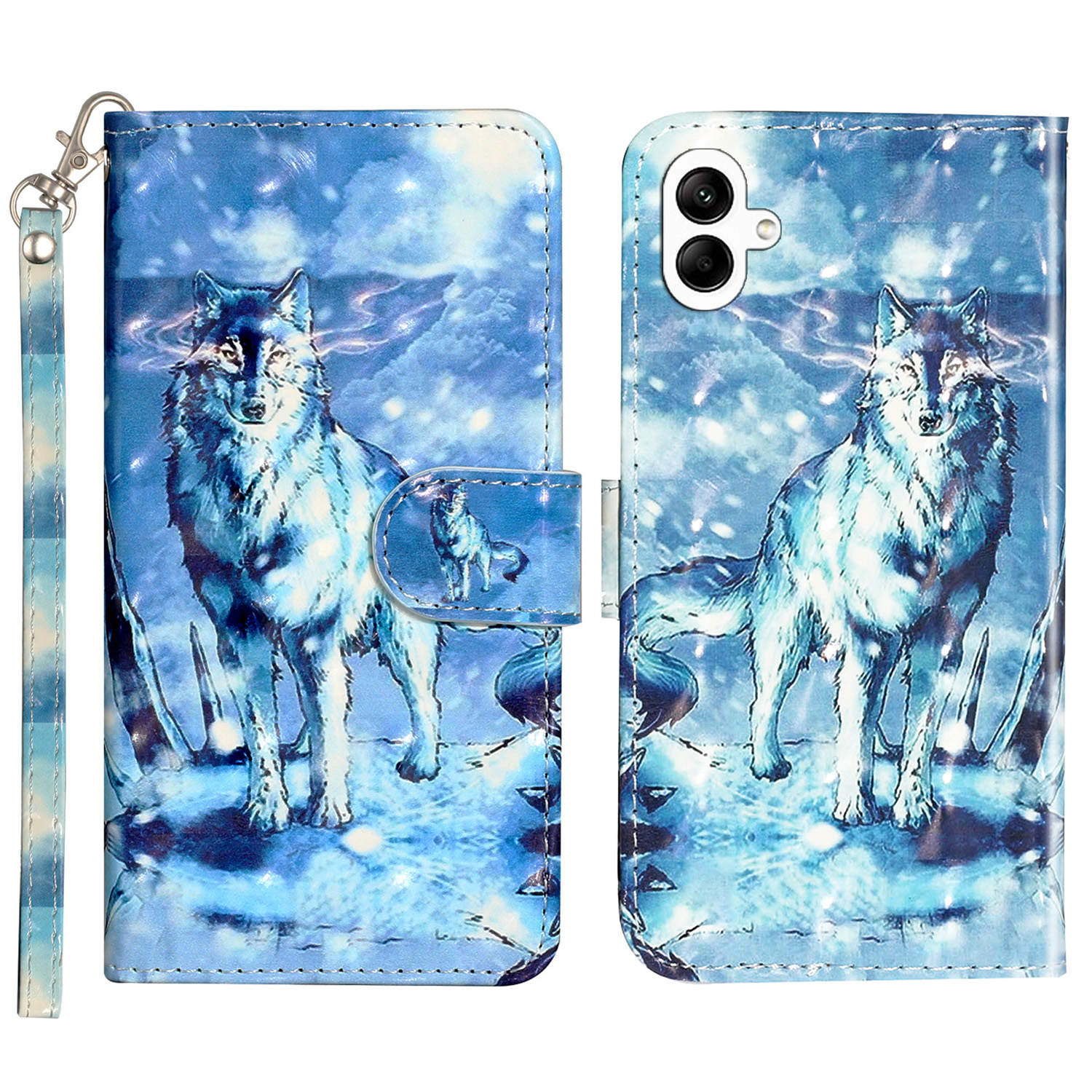 

Für Samsung Galaxy A05 4G Cover Flip Ständer 3D Muster Druckleder -telefonhülle - Schneewolf, Samsung Galaxy A05 4G