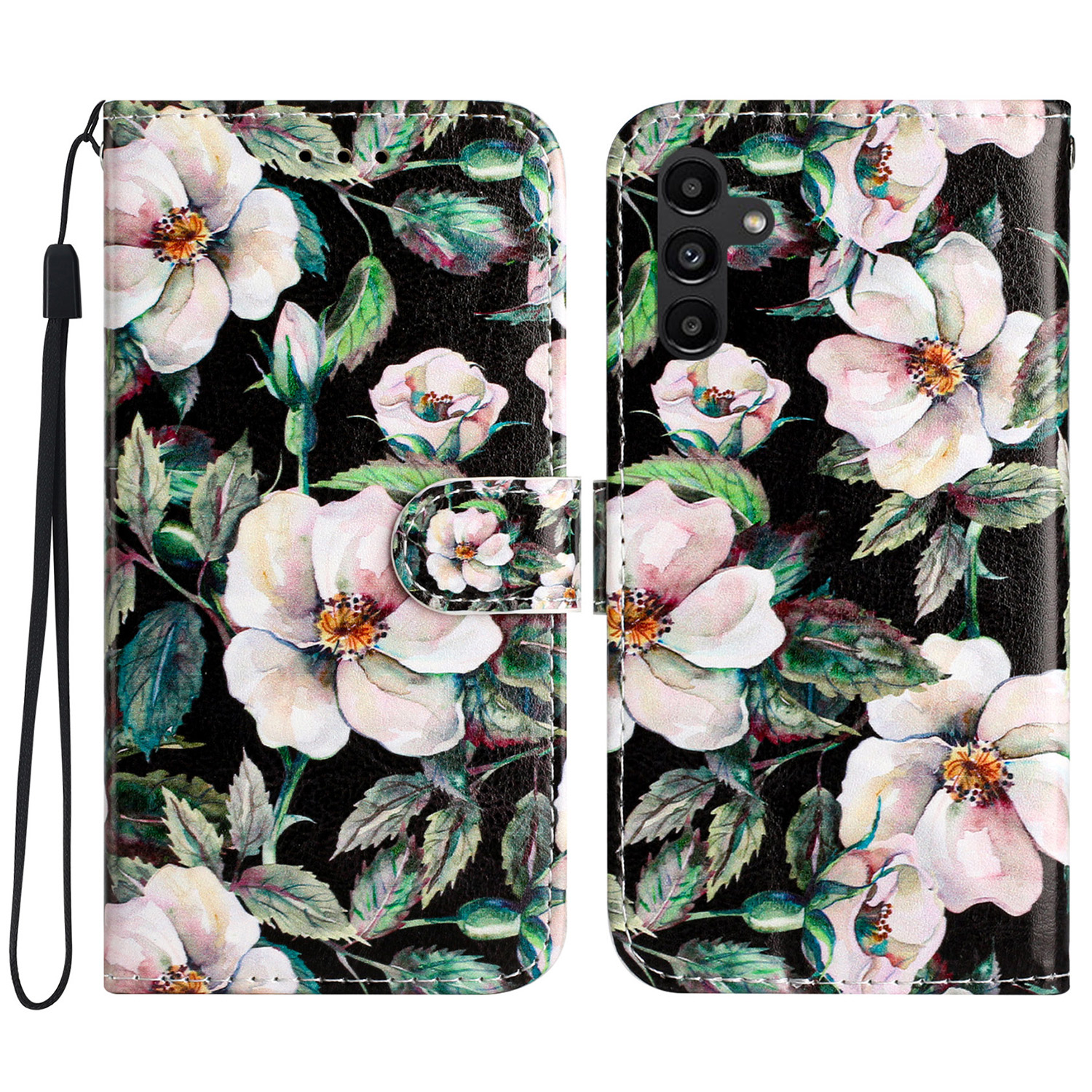 

Für Samsung Galaxy A15 4G -koffer -muster -druckbrieftasche Flip -telefonabdeckung - Magnolie, Galaxy A15 4G