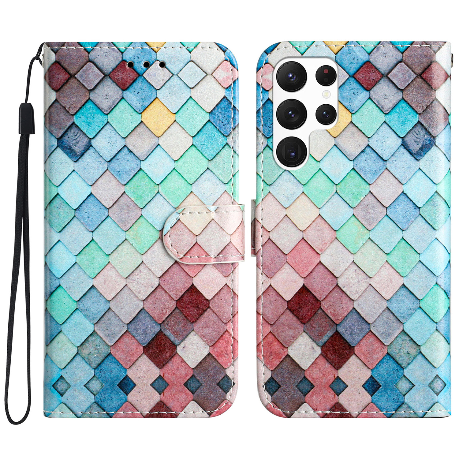 

Für Samsung Galaxy S24 Ultra Case Flip PU Leder Magnetic Protective Telefonabdeckung - Gitter, Galaxy S24 Ultra