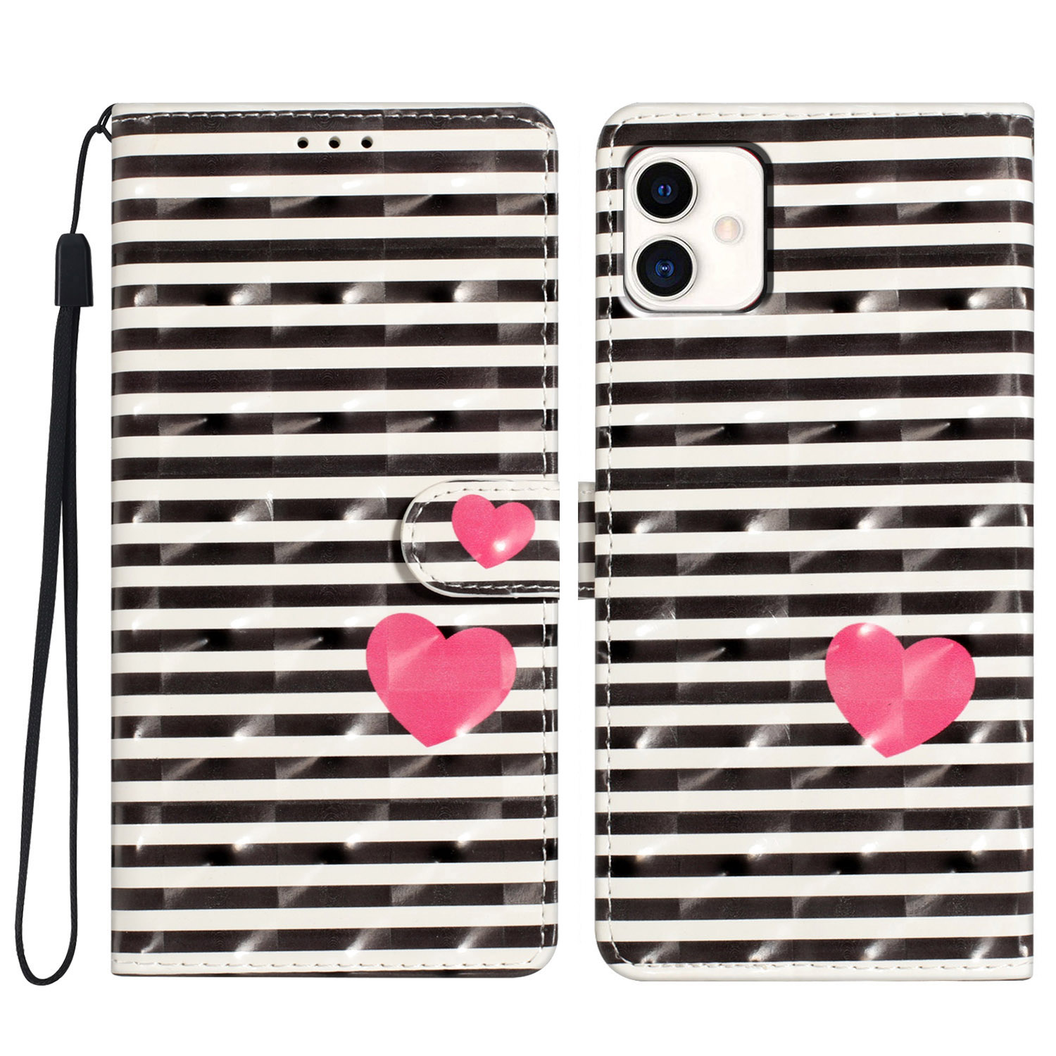 

Für Samsung Galaxy A04 4G (164,4 x 76,3 x 9,1 Mm) Fall 3D -muster -leder -telefonabdeckung - Streifen / Herz, Galaxy A04 4G (164.4 x 76.3 x 9.1 mm)