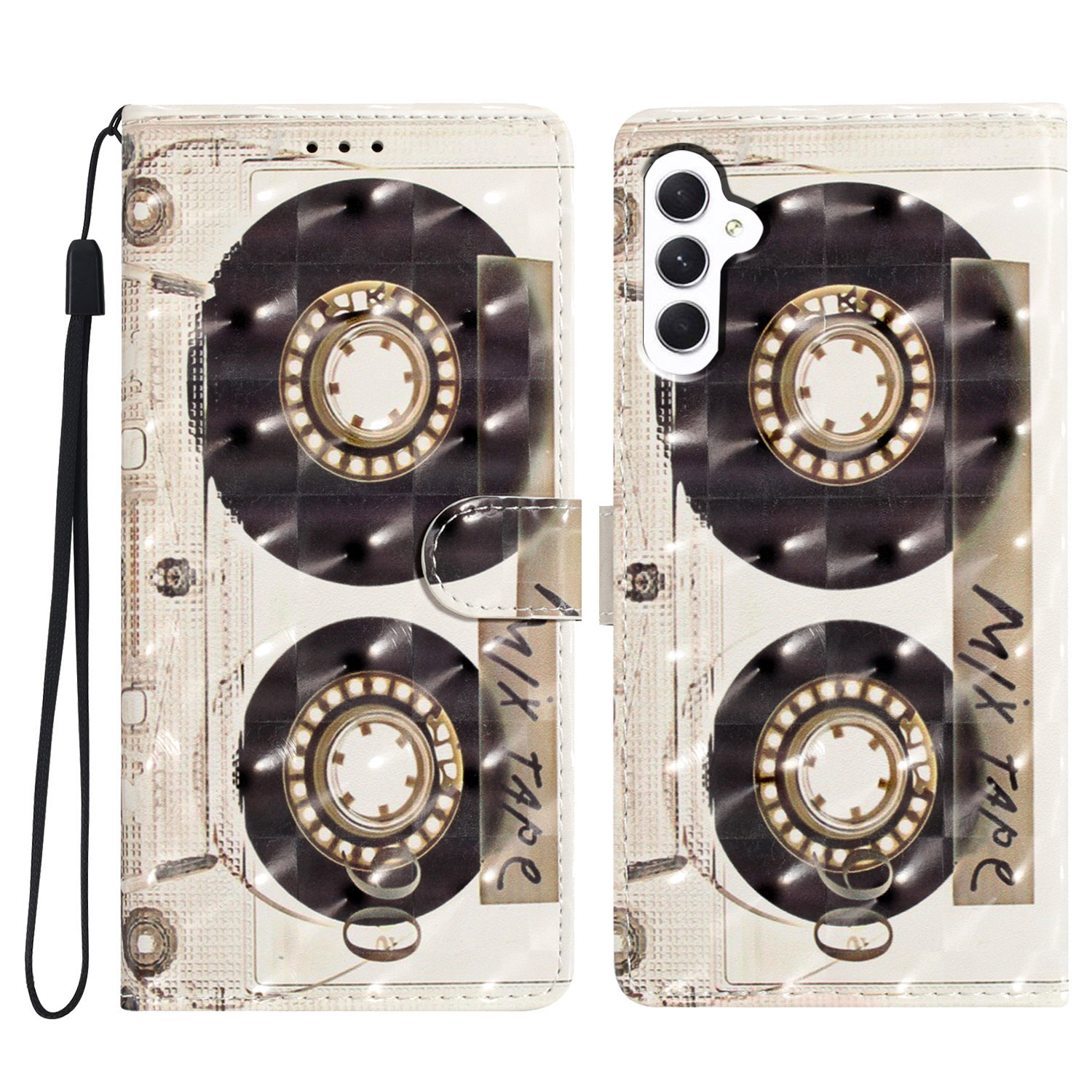 

Für Samsung Galaxy A24 4G Koffer Wallet PU Leder 3D -musterabdeckung - Band, Galaxy A24 4G