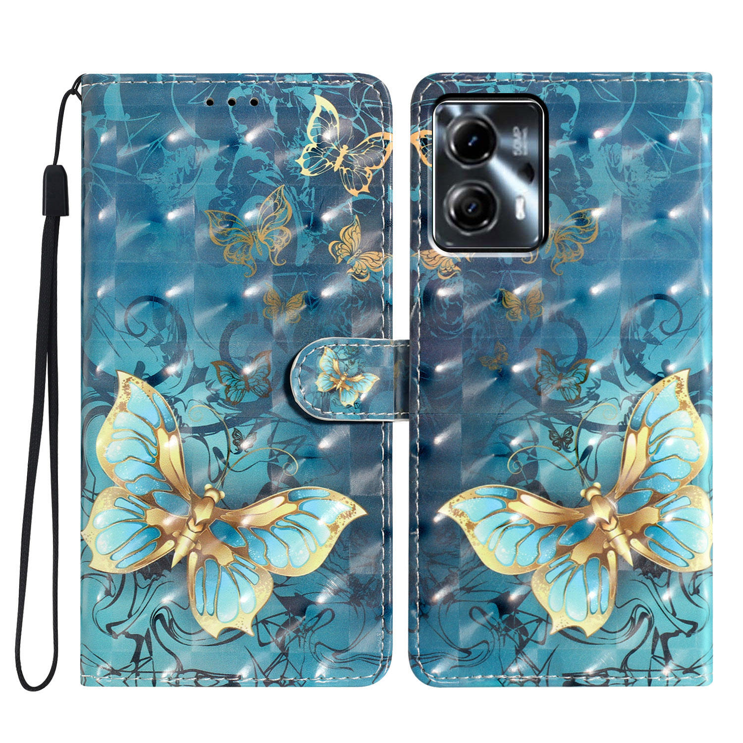 

Für Motorola Moto G73 5G Hülle PU Leder 3D Muster Magnetic Clasp Schocksicheres Telefonabdeckung - Schmetterling, Motorola Moto G73 5G
