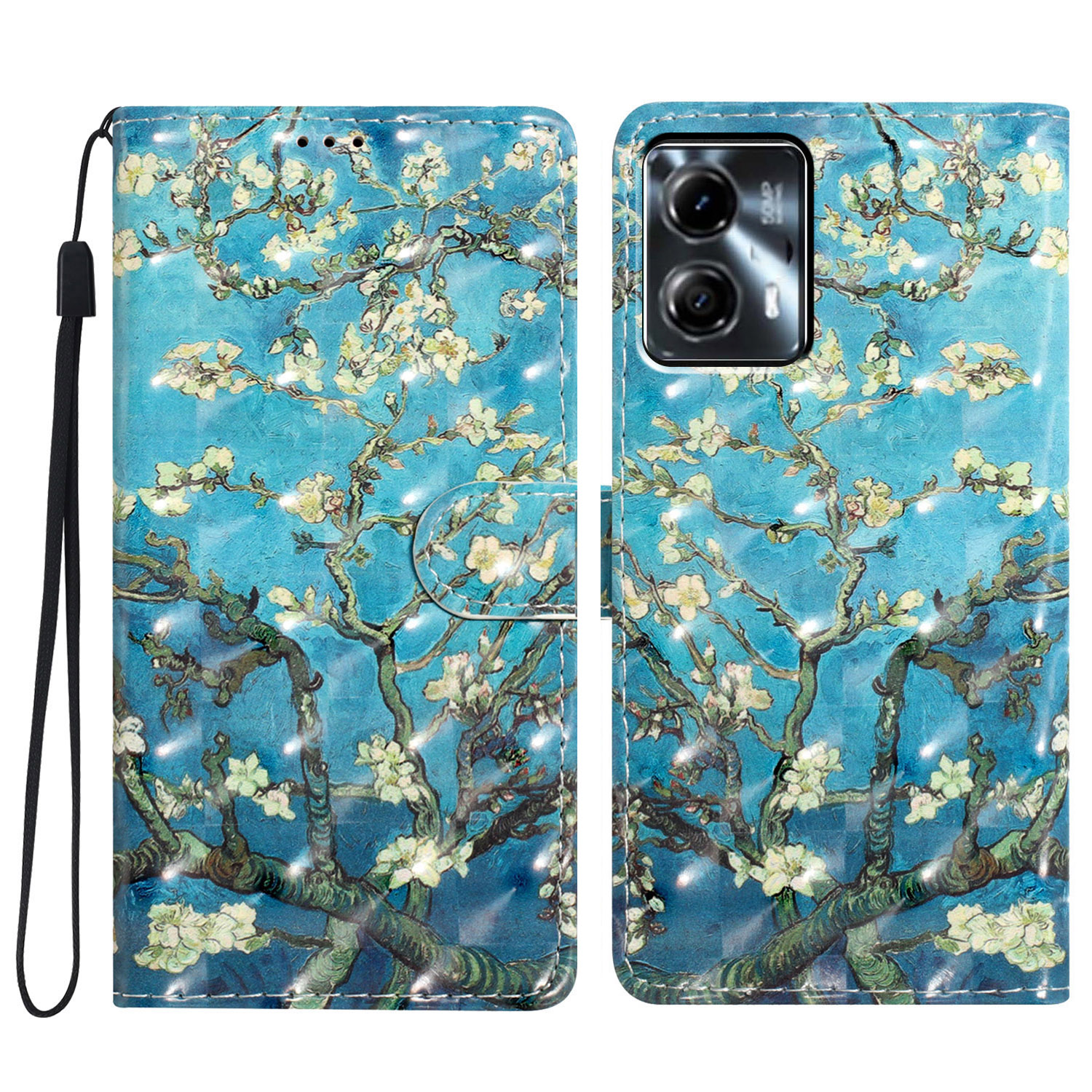 

Für Motorola Moto G53 5G Case Wallet Phone -abdeckung Mit 3D -musterdruck - Aprikoseblüte, Motorola Moto G53 5G