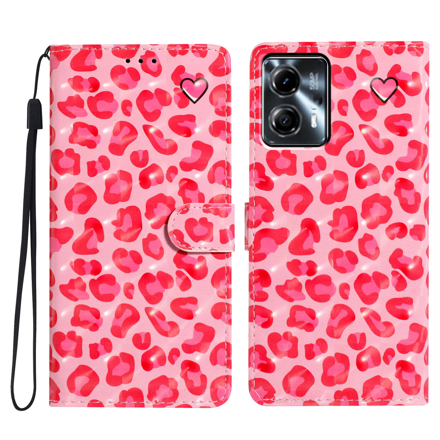 

Für Motorola Moto G53 5G Case Wallet Phone -abdeckung Mit 3D -musterdruck - Rosa Leopardendruck, Motorola Moto G53 5G